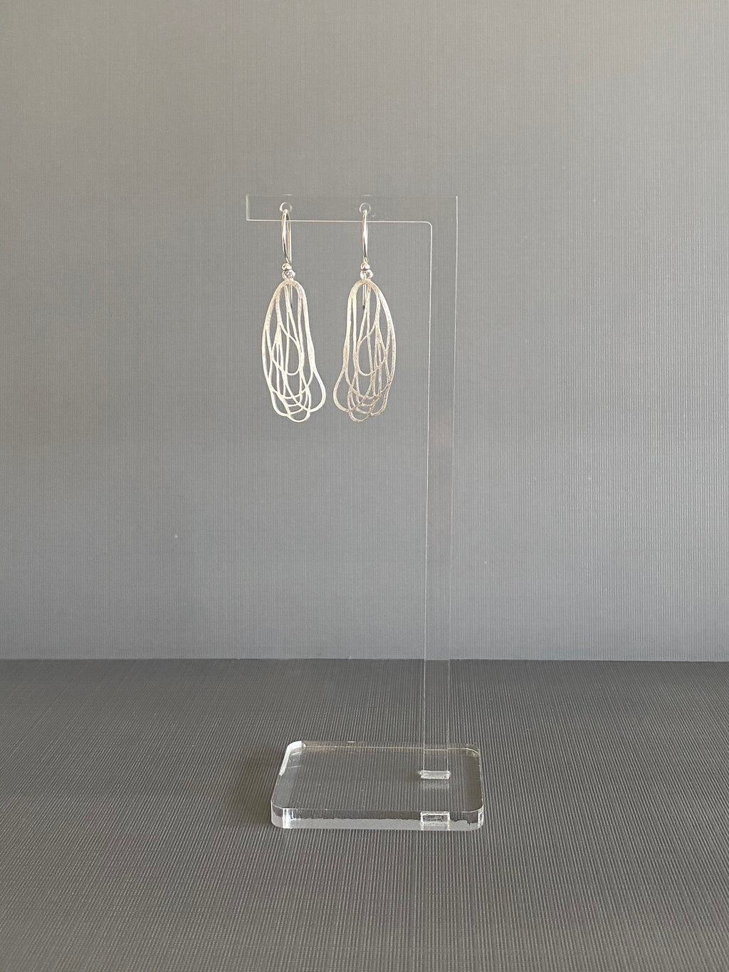 Silver Line Leaf Earrings