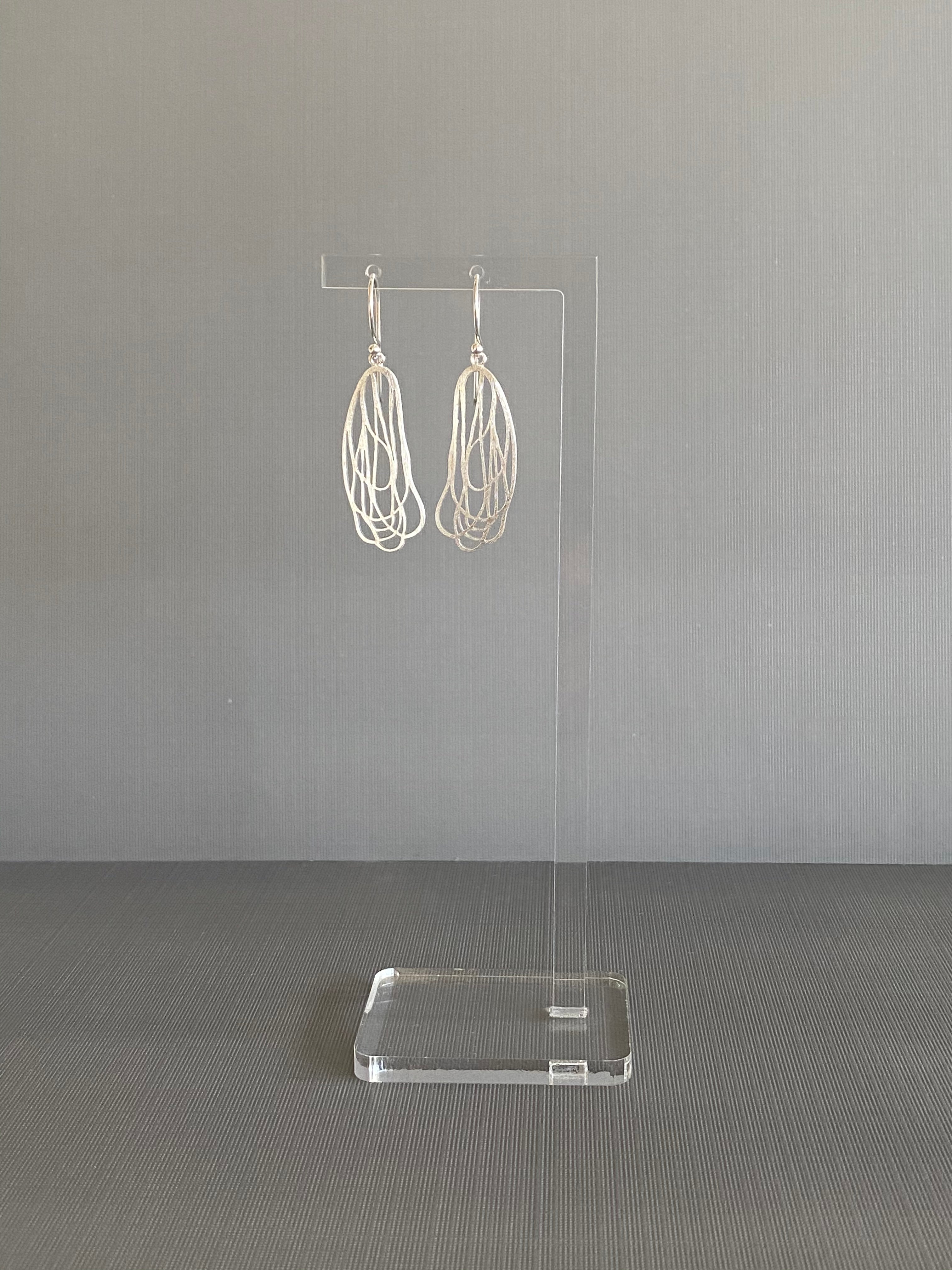 Silver Line Leaf Earrings