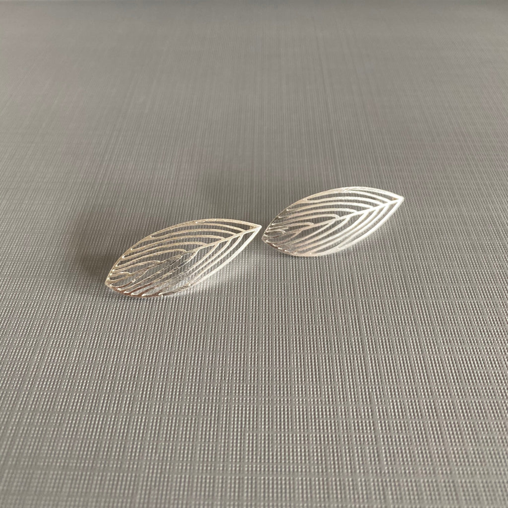 Silver Outline Leaf Earrings