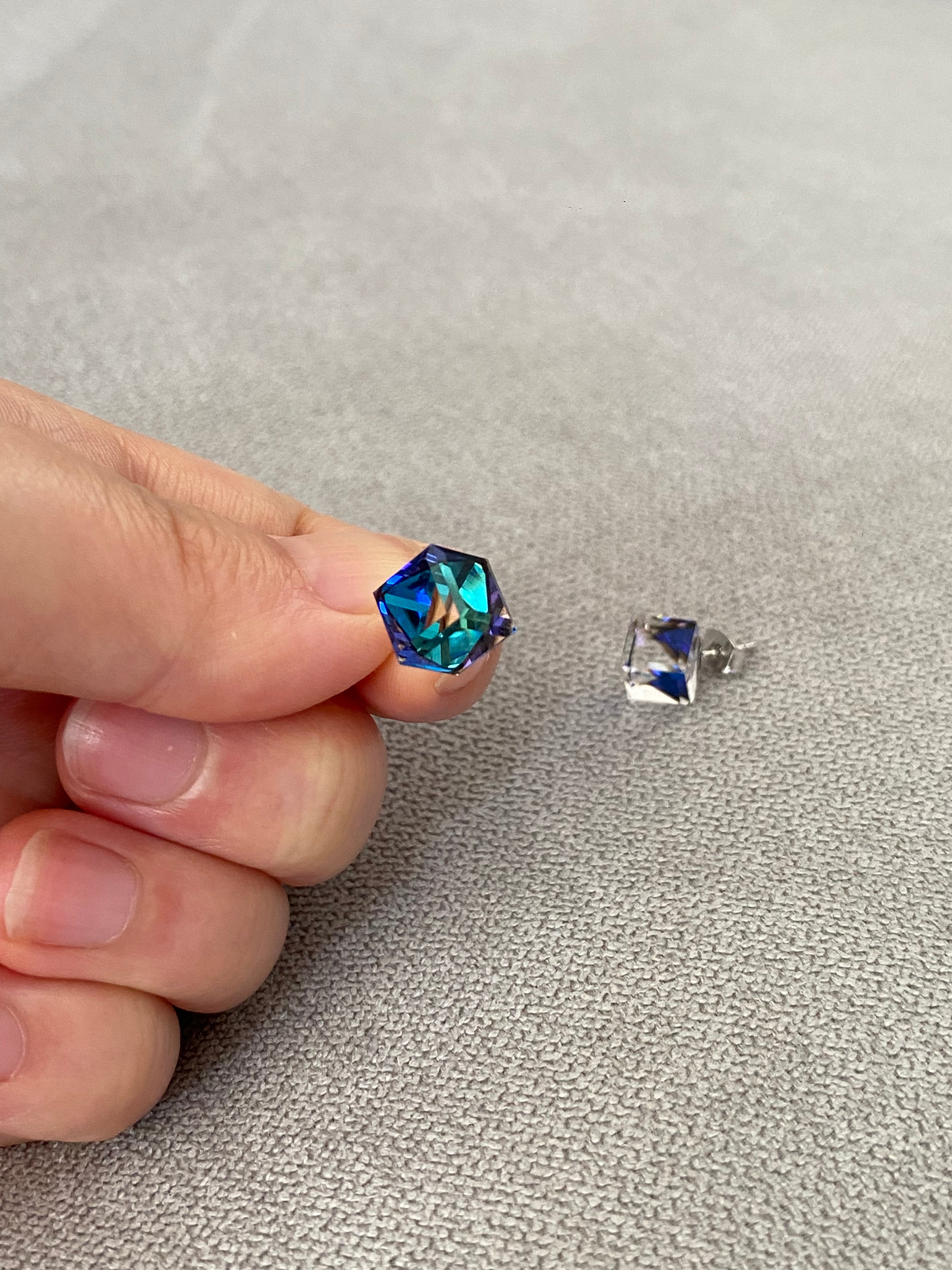 Swarovski Cube Stud Earrings (3 colours)