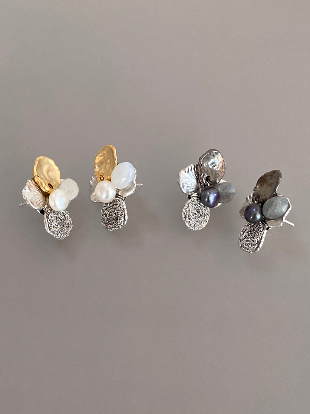 Organic Petal Cluster Stud Earrings (2 colours)