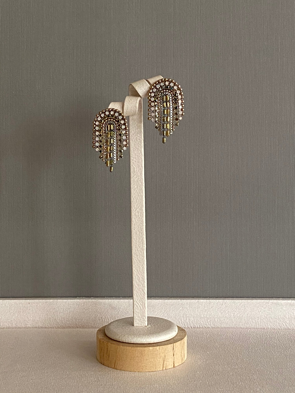 Beaded Arch Drape Stud Earrings