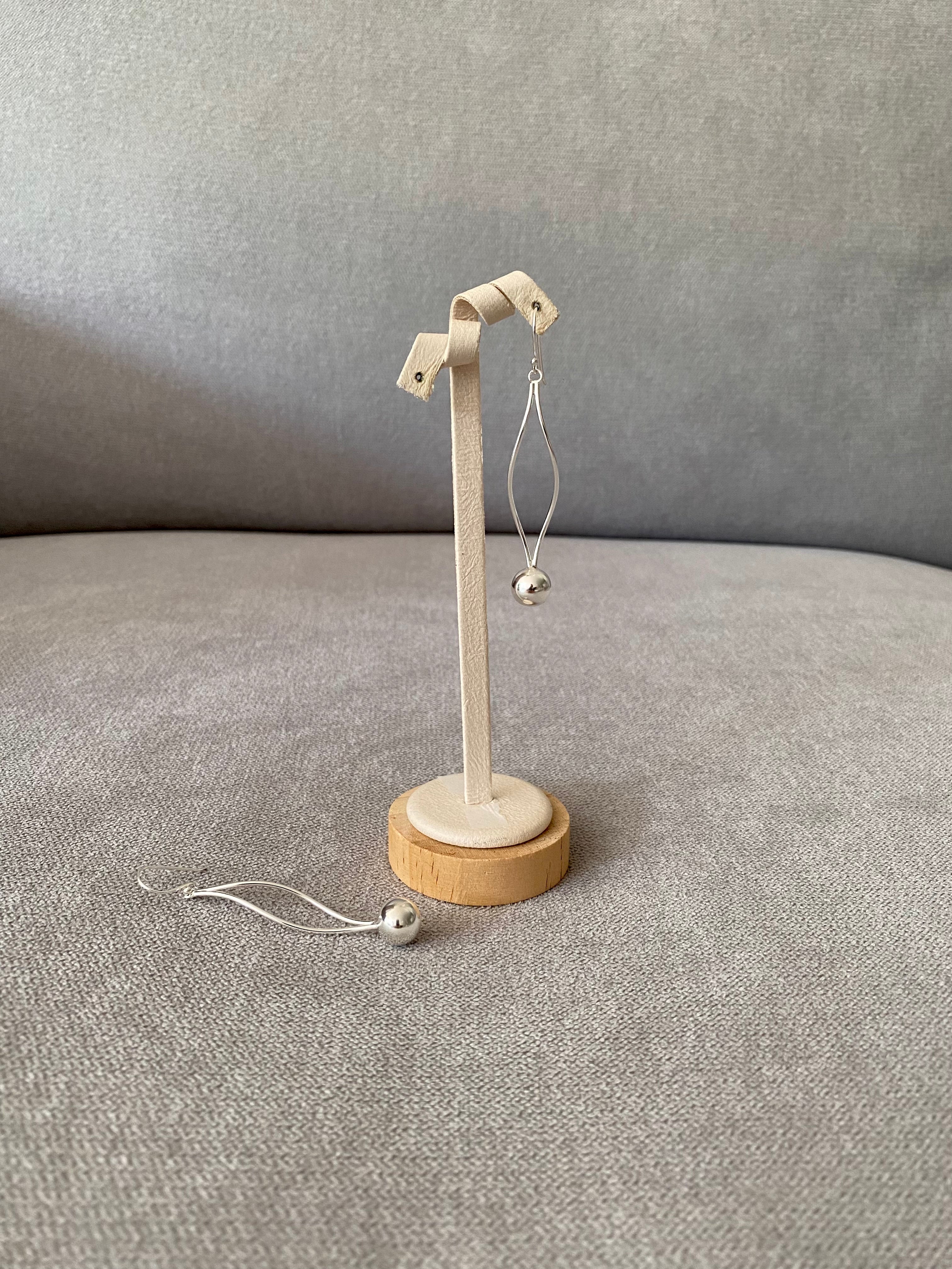 Curved Sphere Drop Earrings