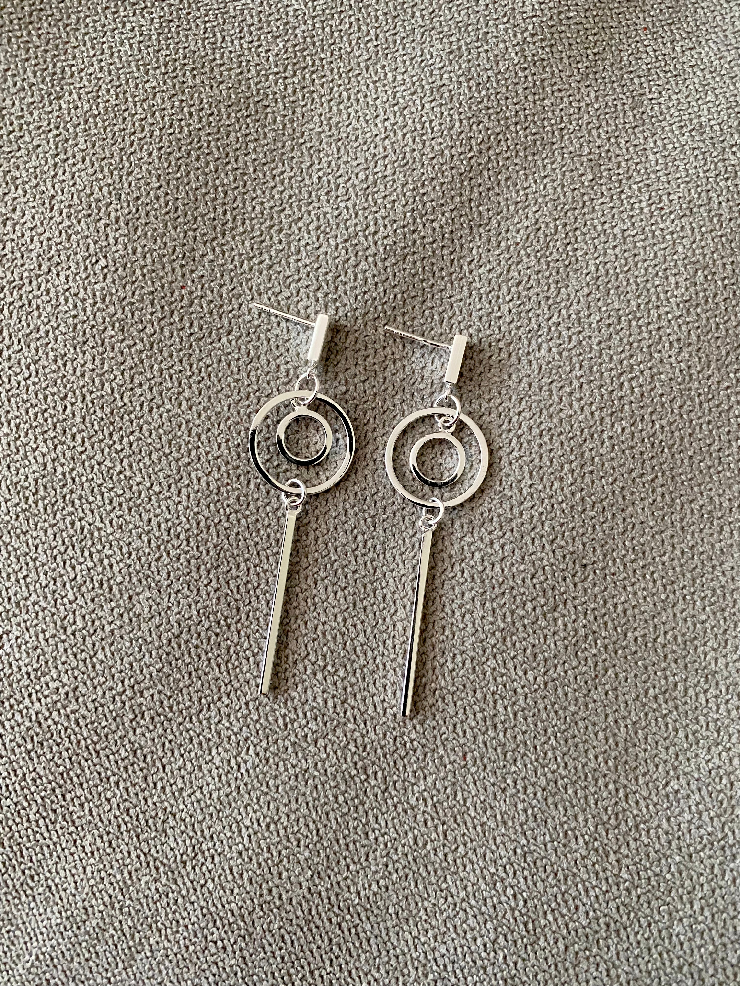 Circular Line Drop Earrings