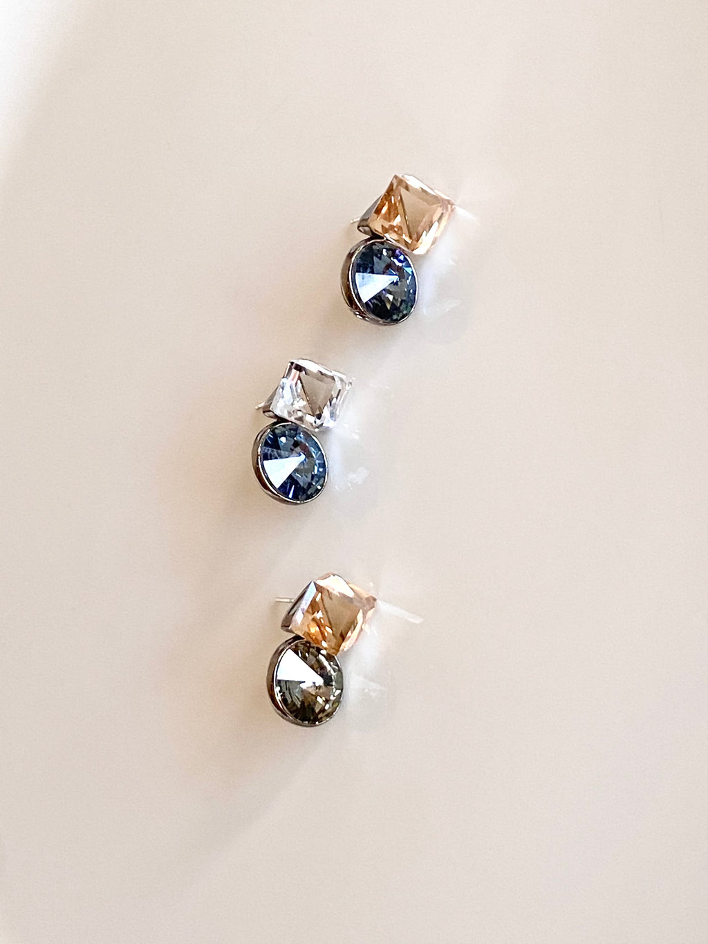 Swarovski Cube & Round Drop Earrings