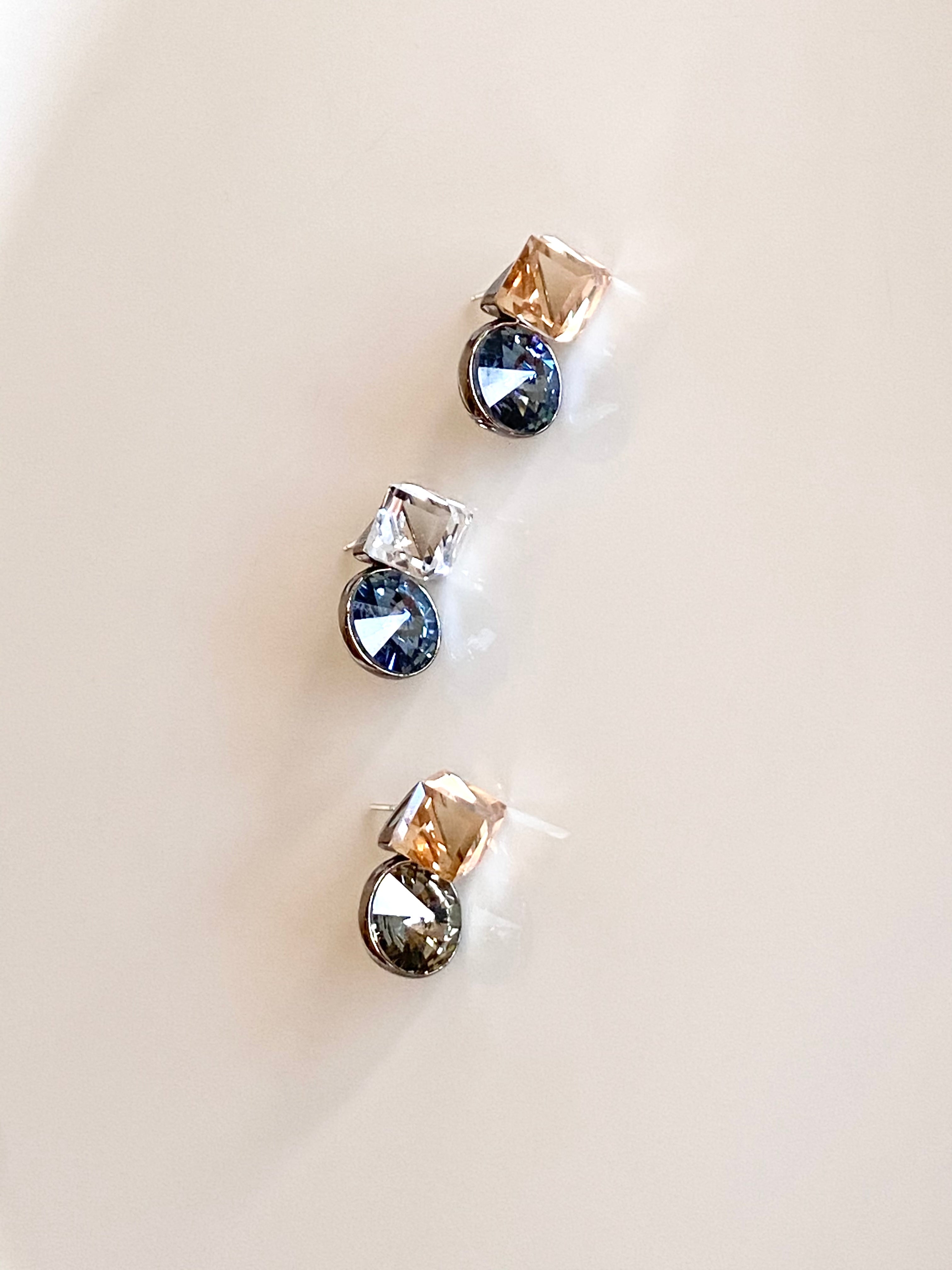 Swarovski Cube & Round Drop Earrings