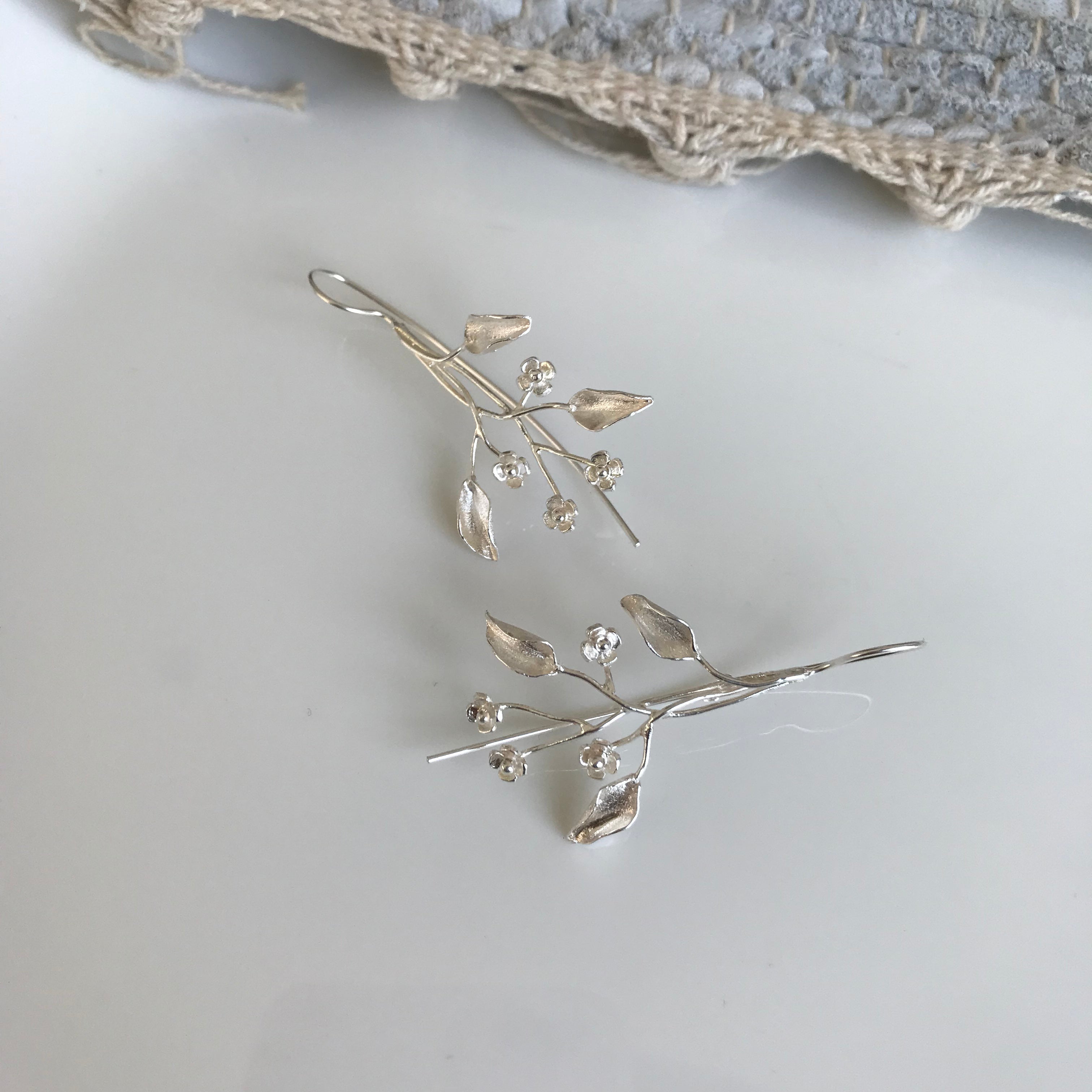 Matte Botanical Branch Earrings