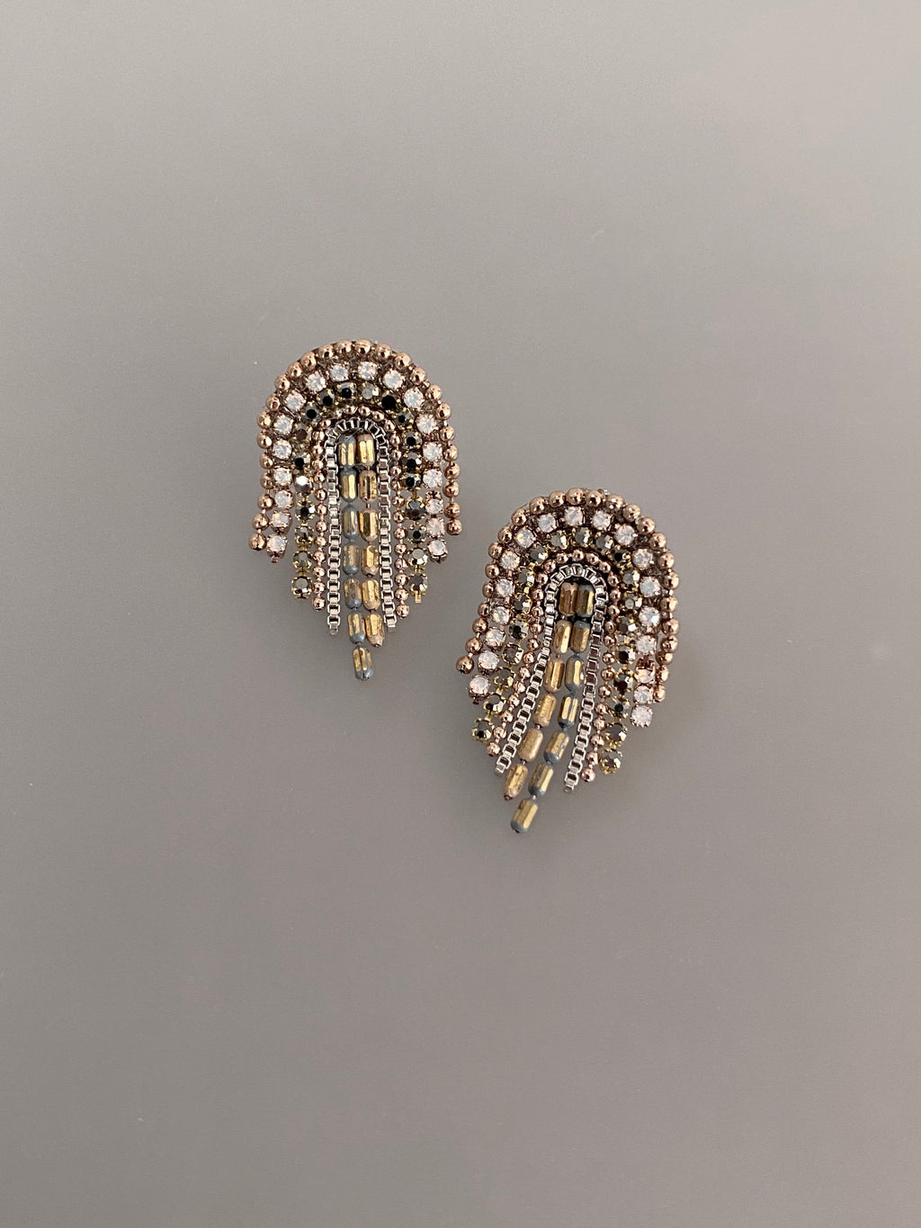 Beaded Arch Drape Stud Earrings