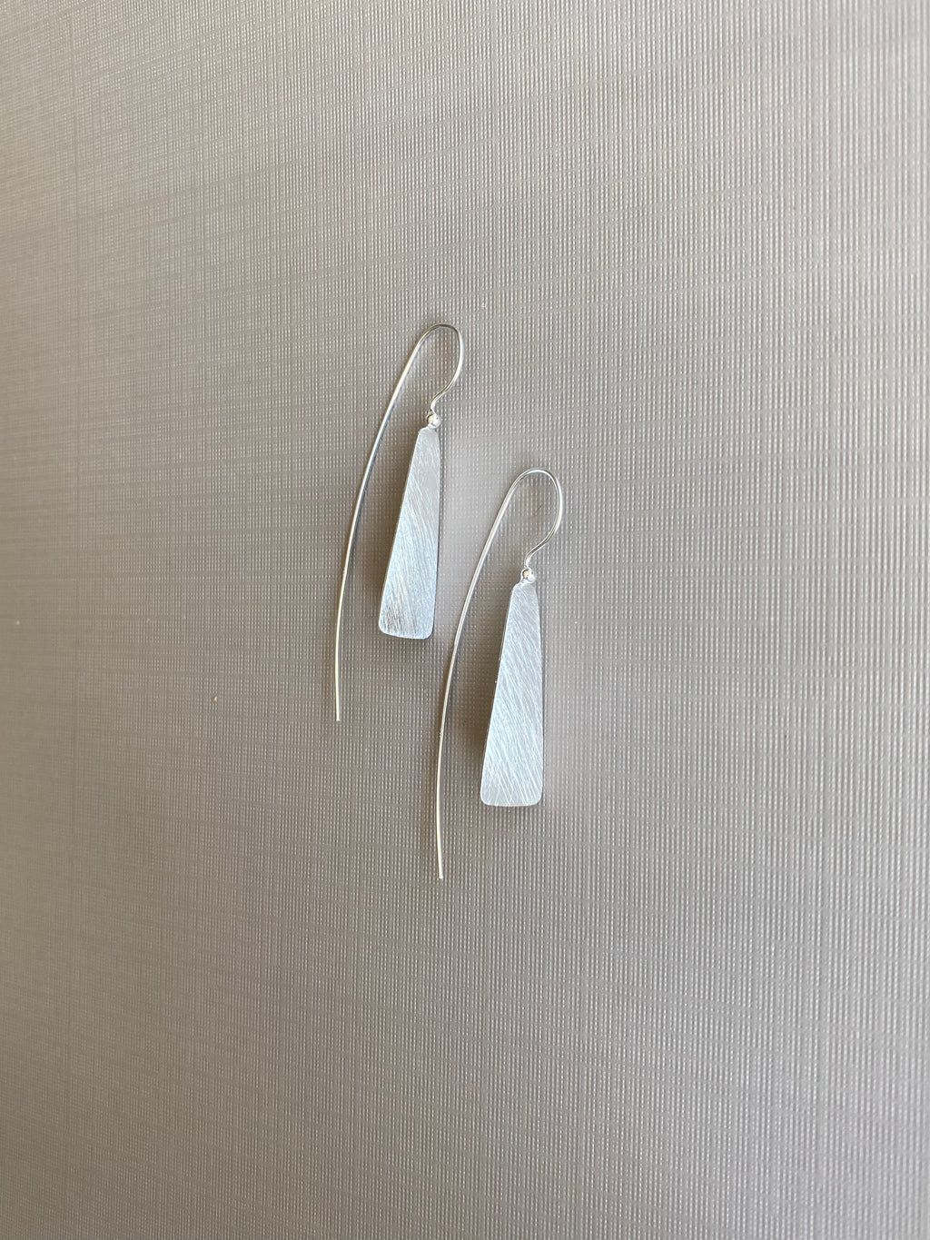 Silver Long Triangle Earrings