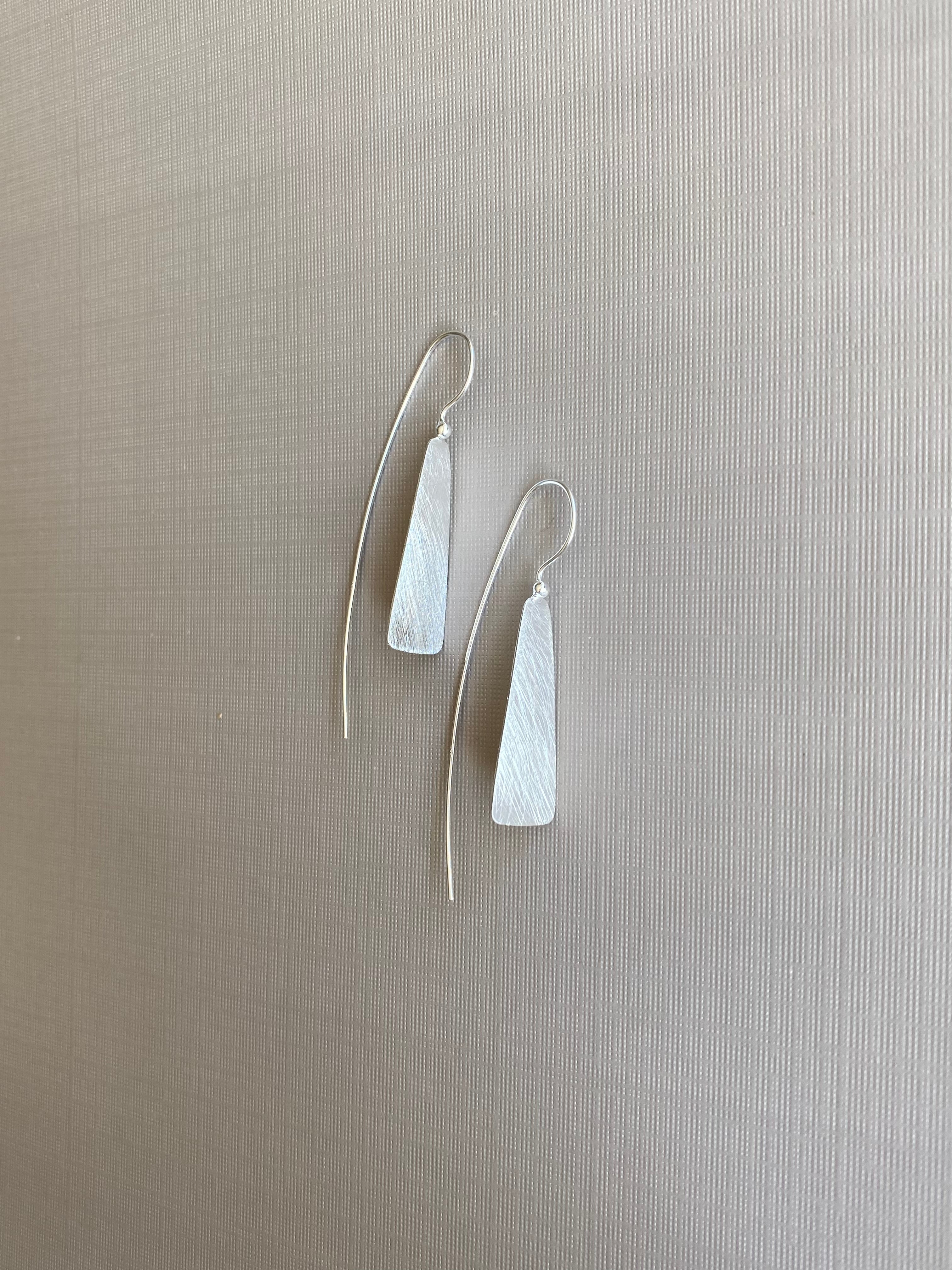 Silver Long Triangle Earrings