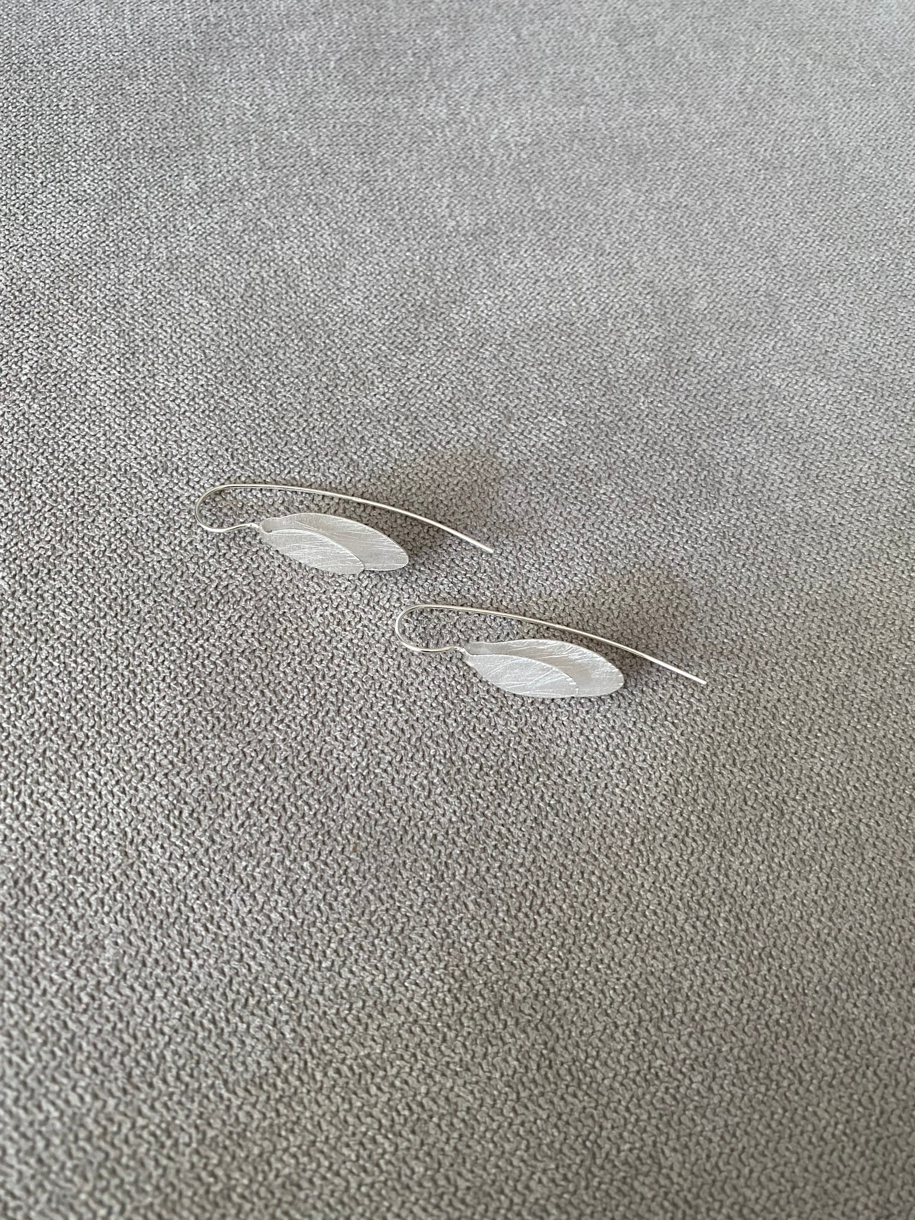 Silver Layered Leaf Earrings