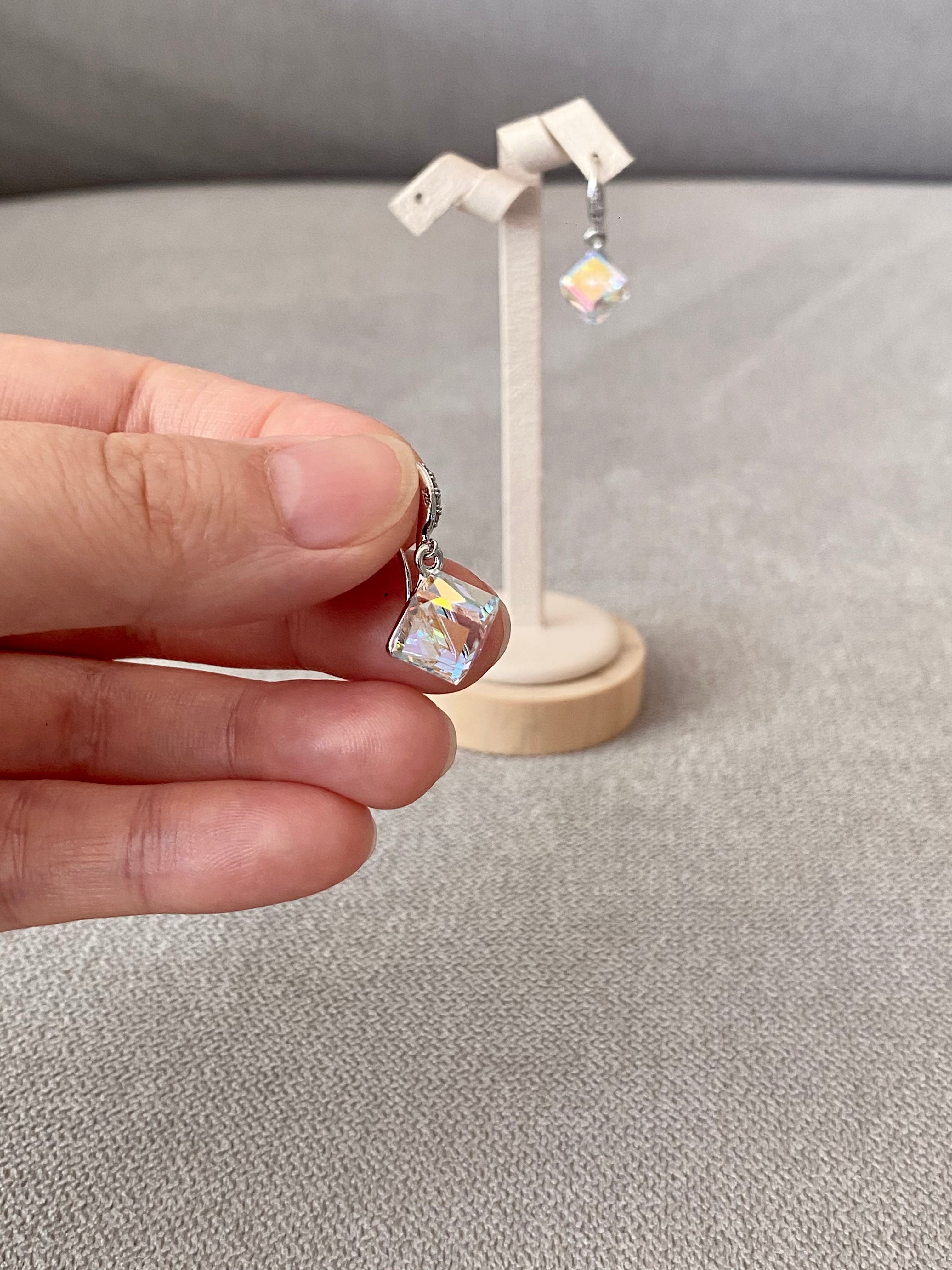 Swarovski Cube Drop Earrings (4 colours)