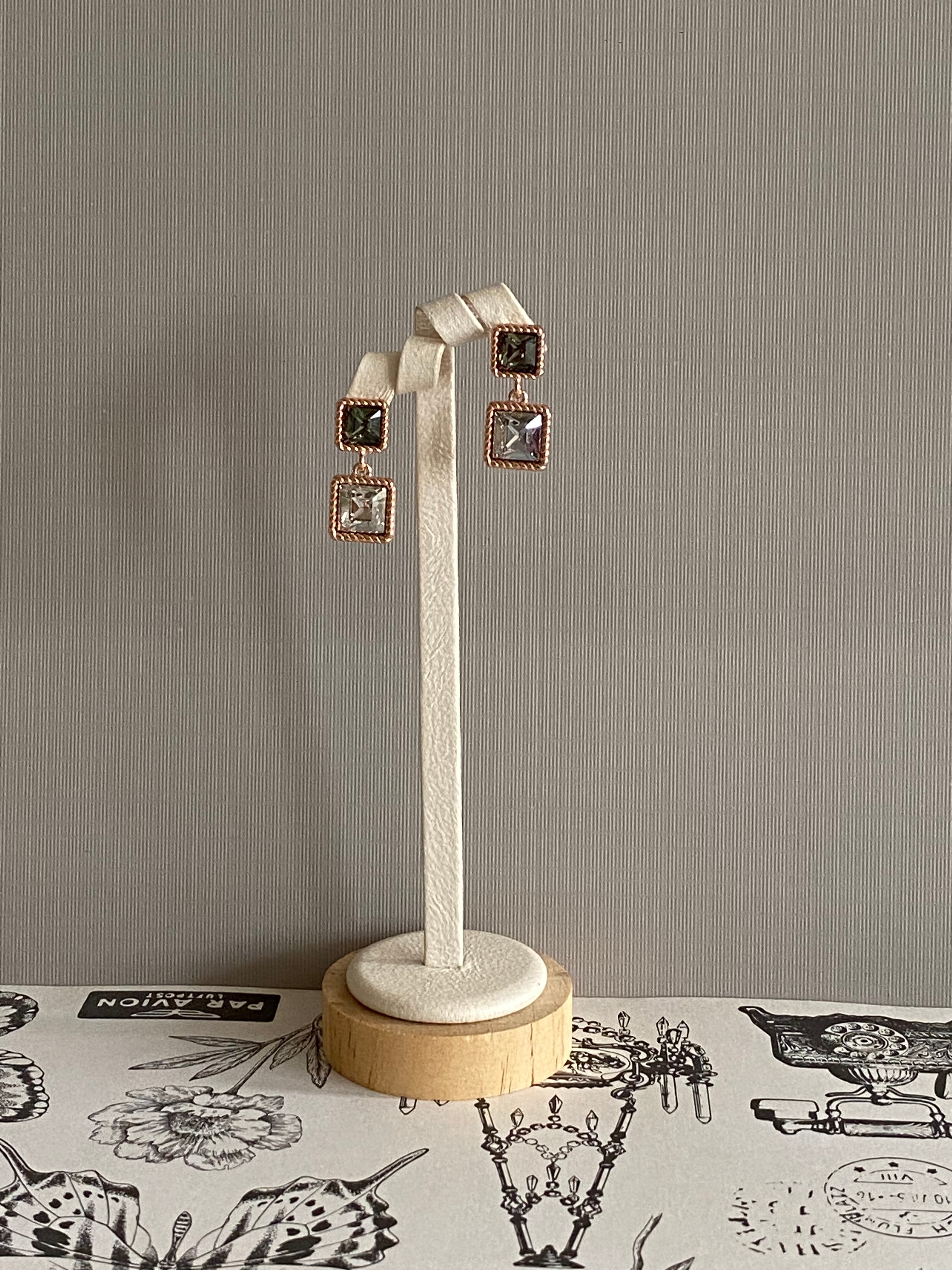 Swarovski Square Duo Drop Earrings