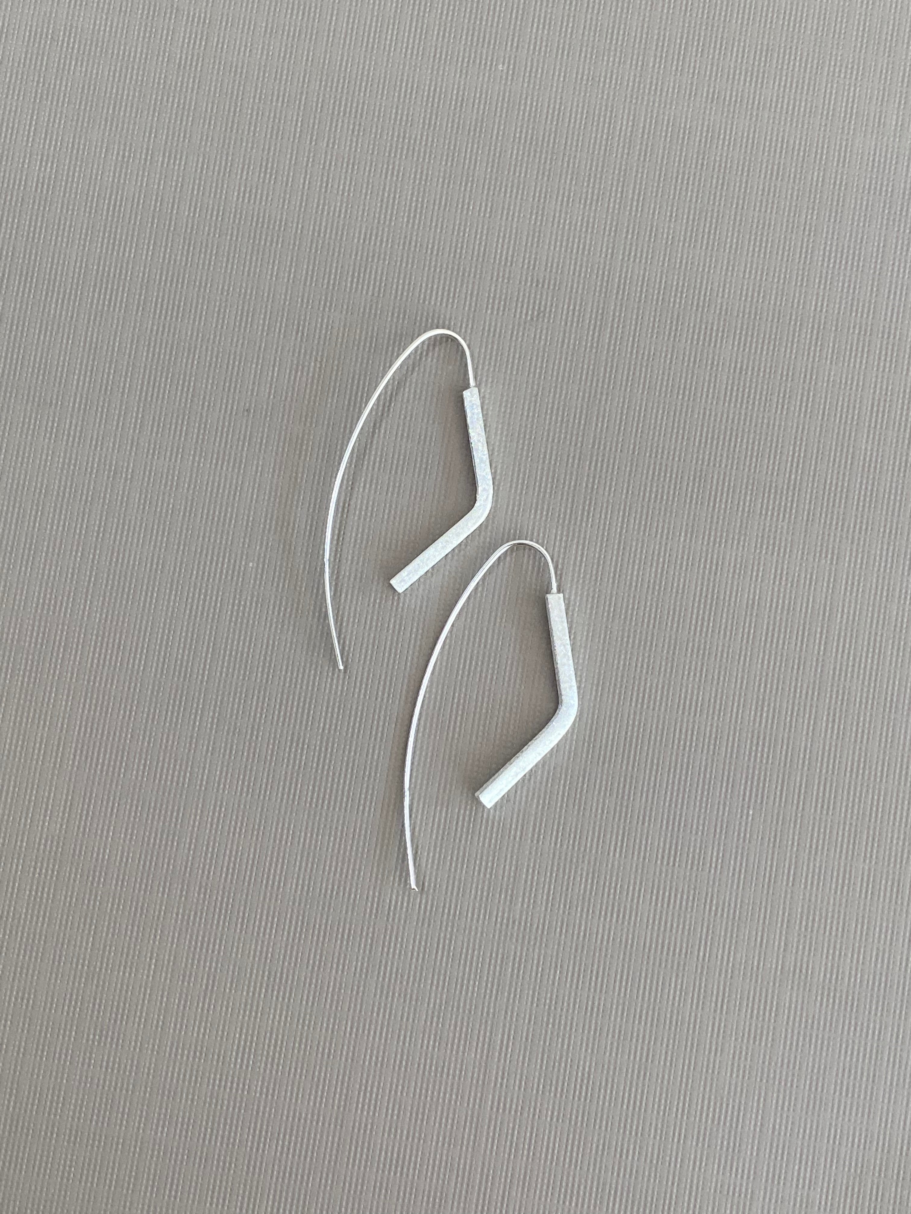 Silver Long Curve Earrings