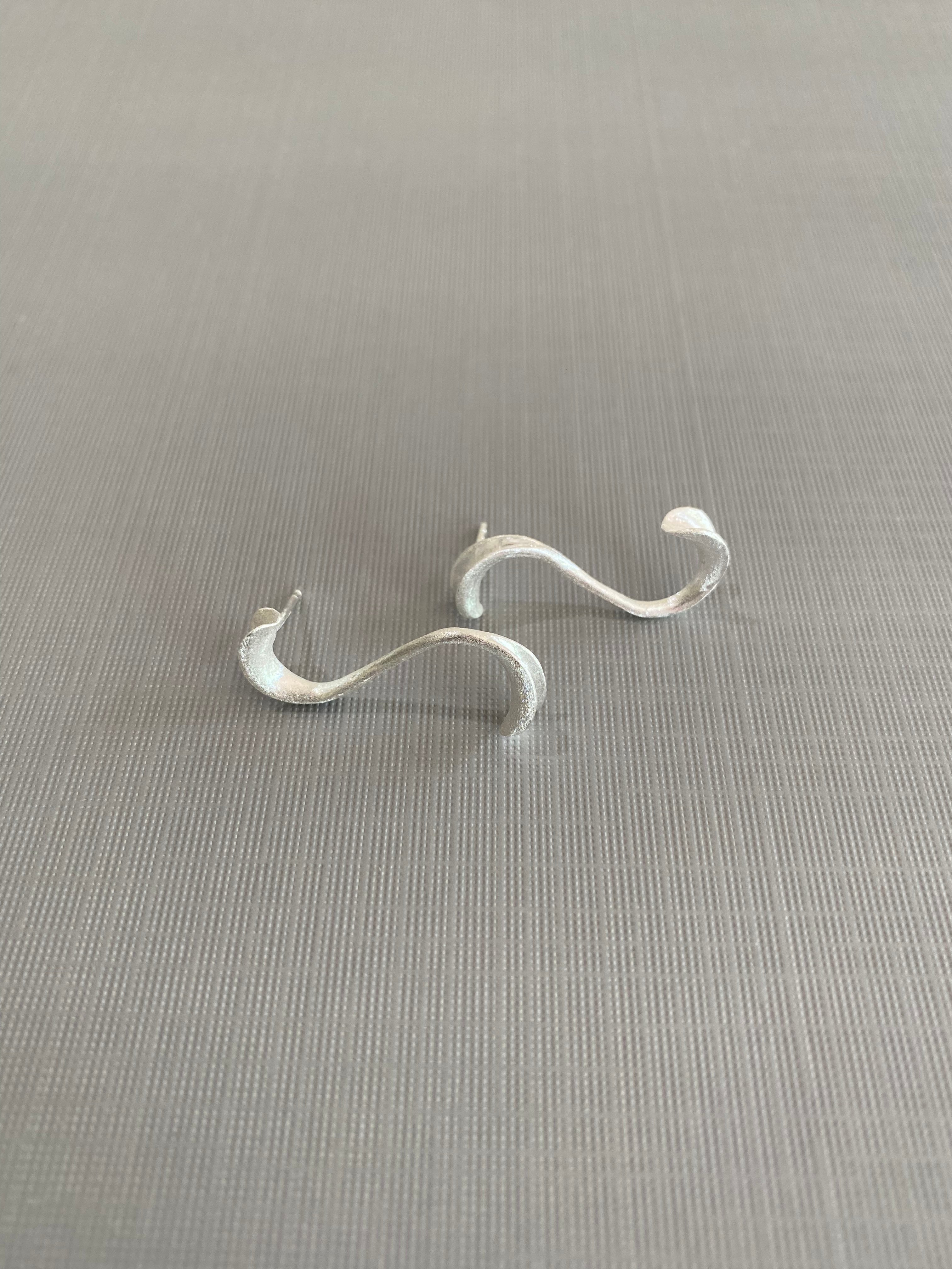 Silver Abstract Twist Earrings