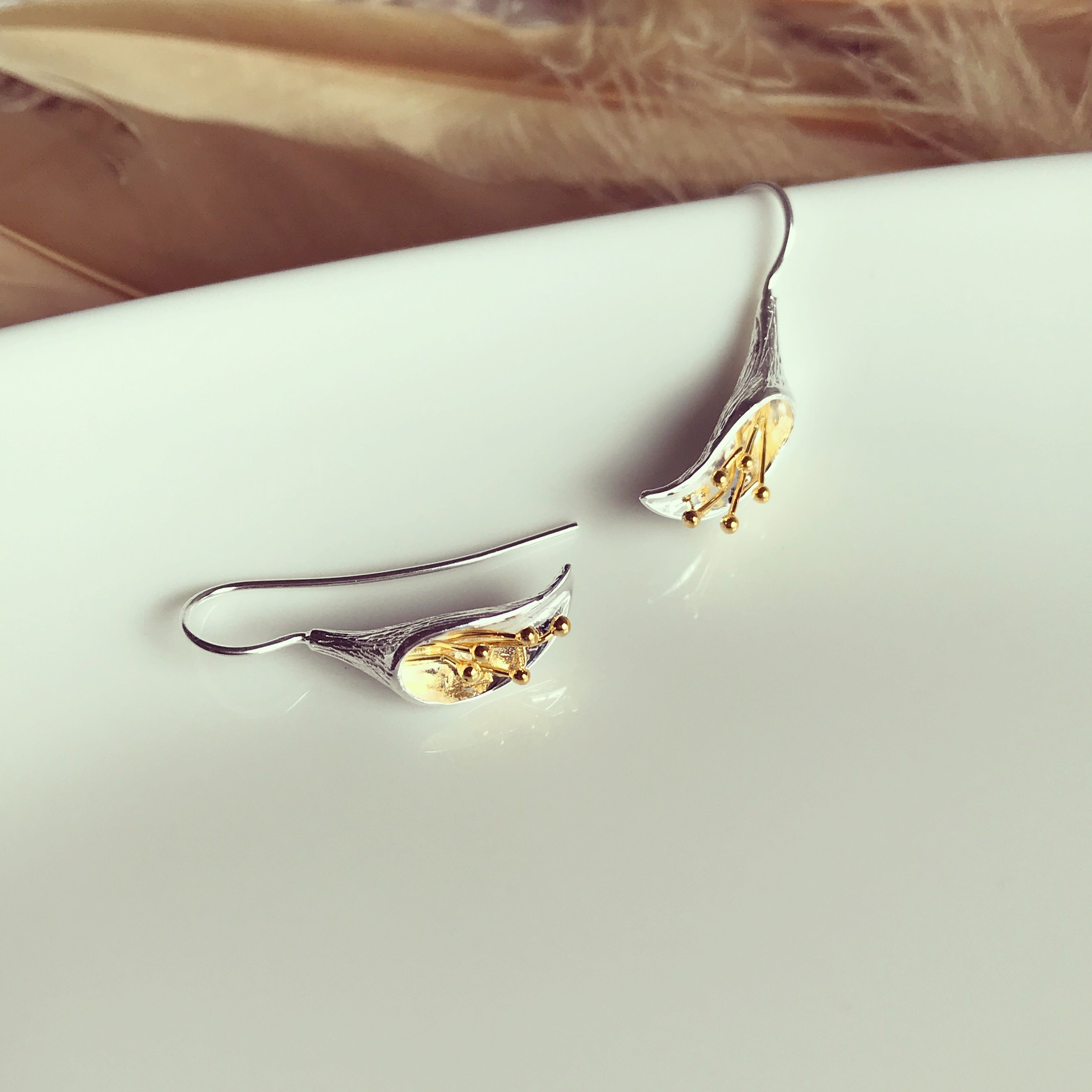 Matte Calla Lily Hook Earrings