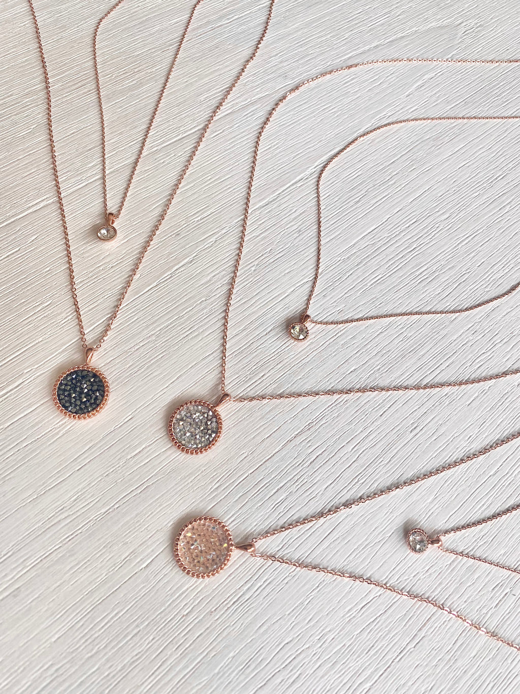 Swarovski Layered Round Pendant Necklace Set (3 colours)