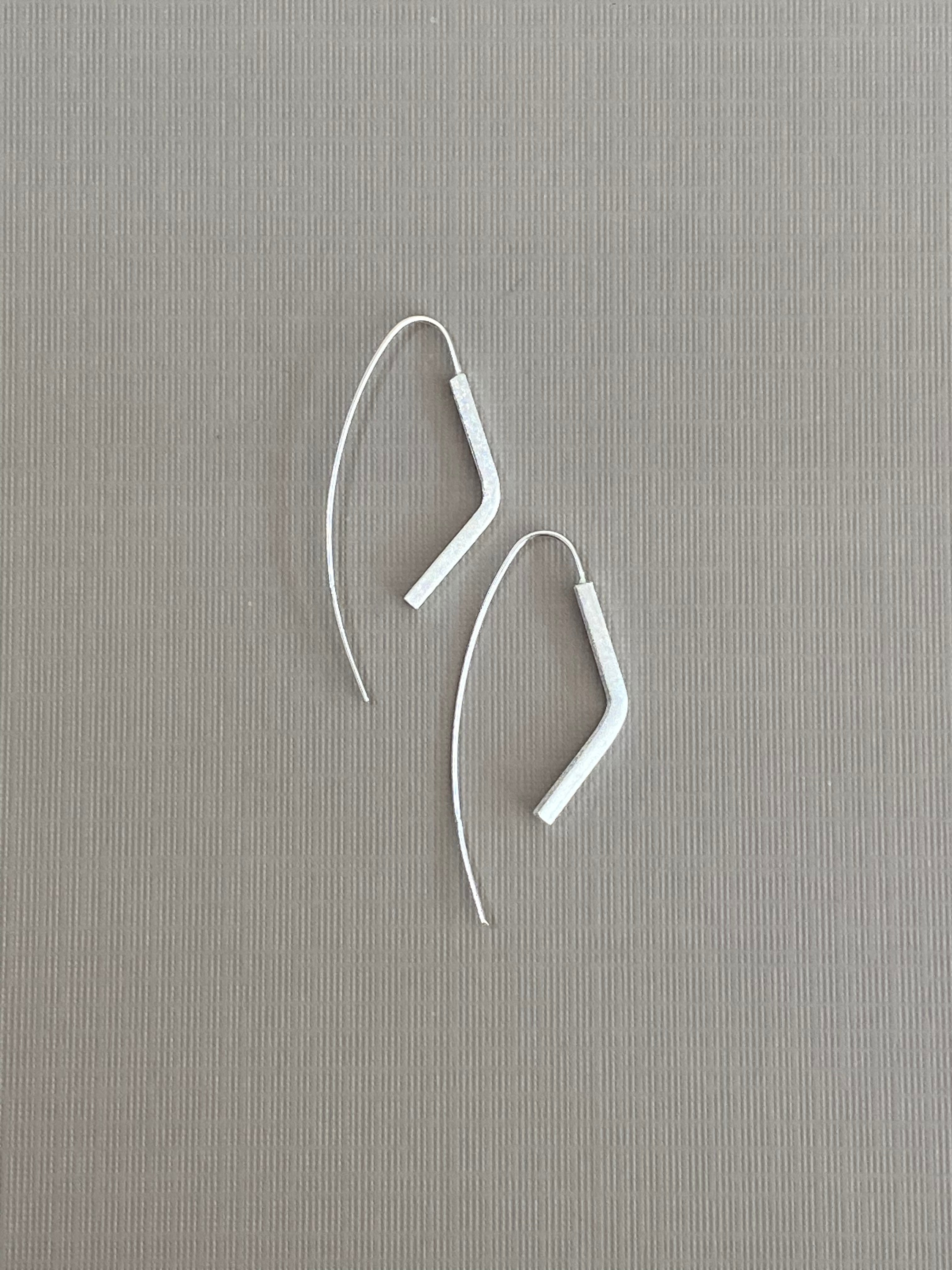 Silver Long Curve Earrings