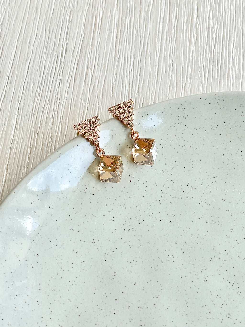 Swarovski Triangle Sparkle Cube Drop Earrings (4 colours)