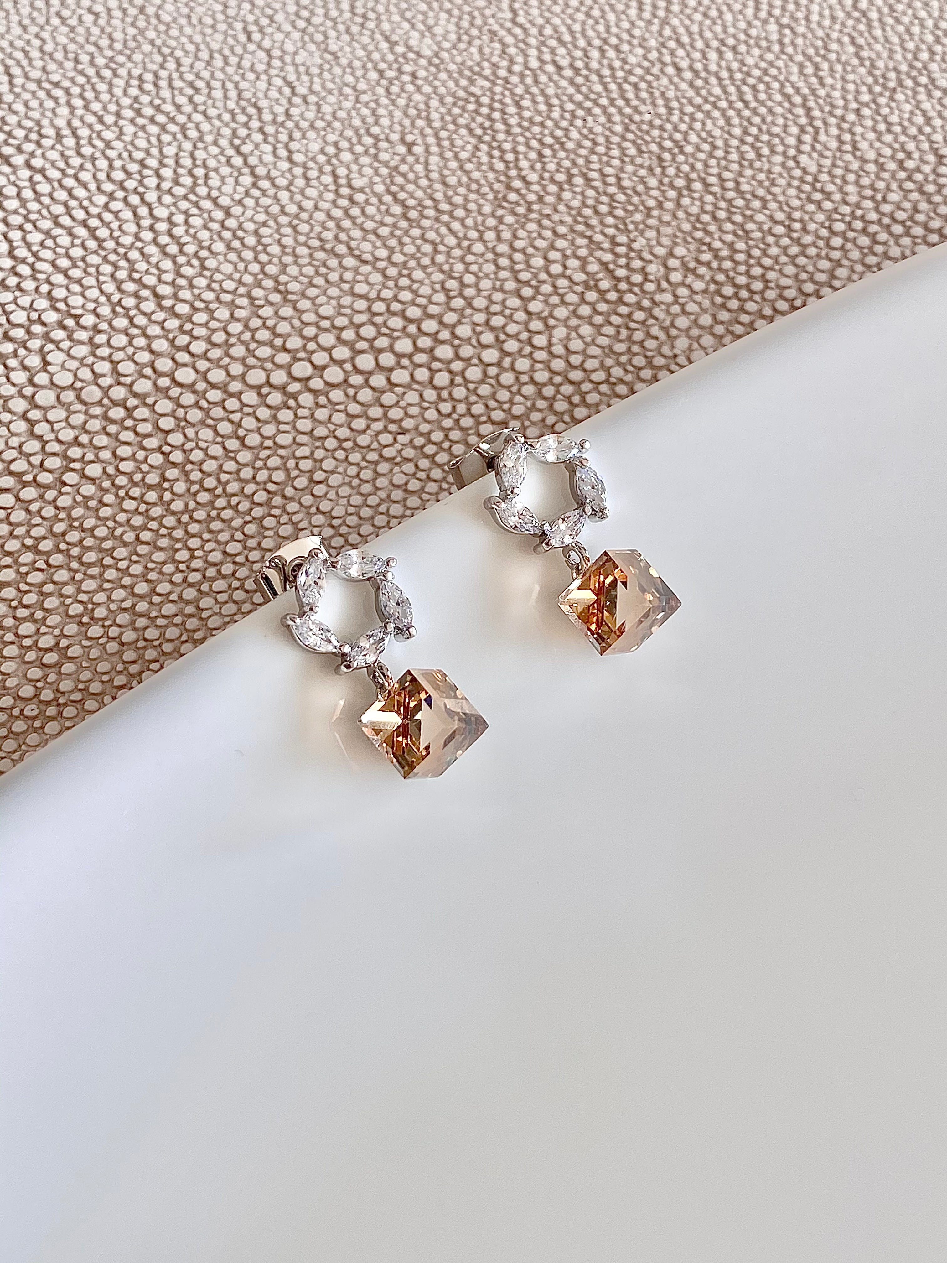 Swarovski Square Drop Earrings (2 colours)