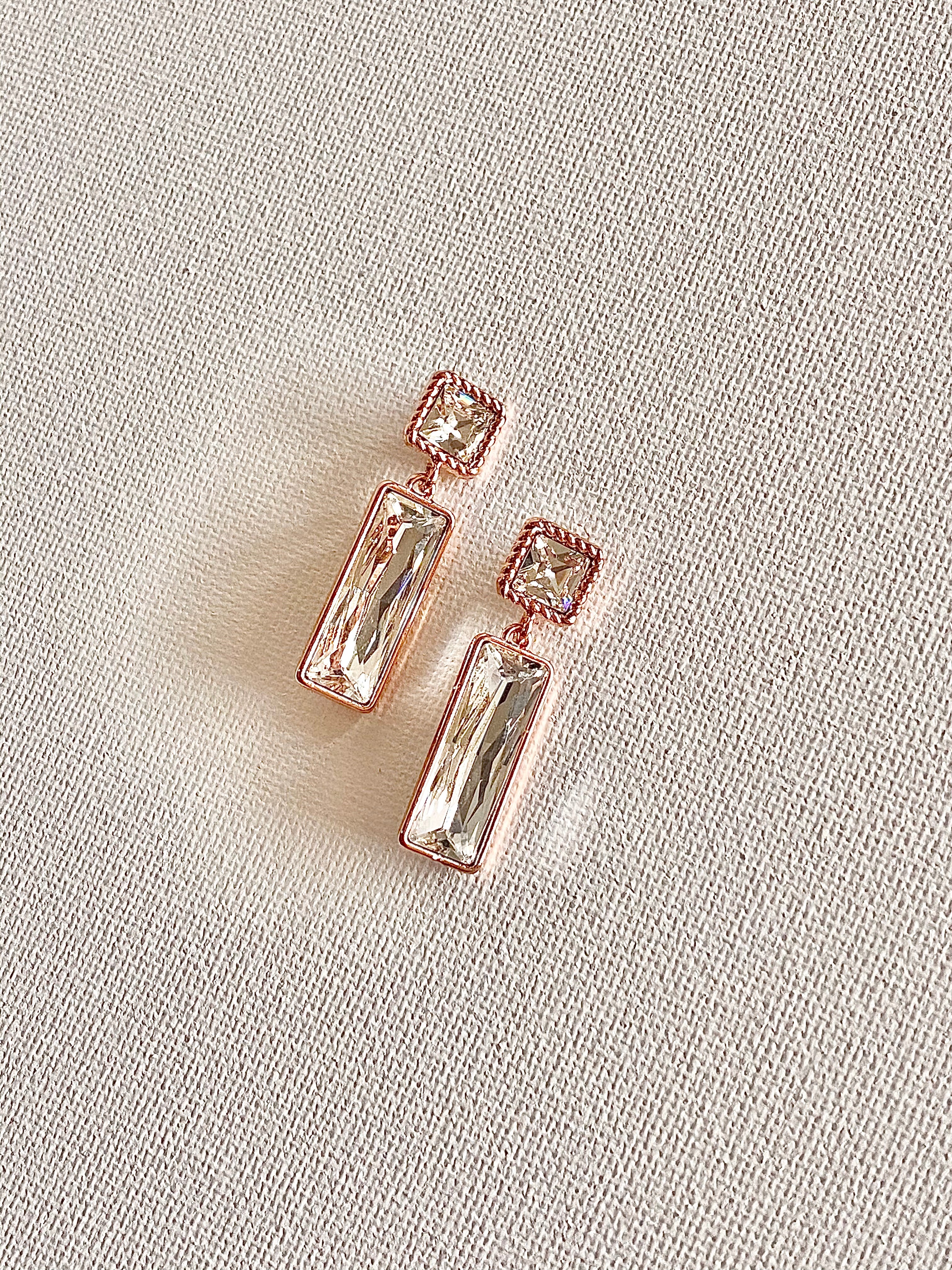 Swarovski Rectangular Duo Drop Earrings