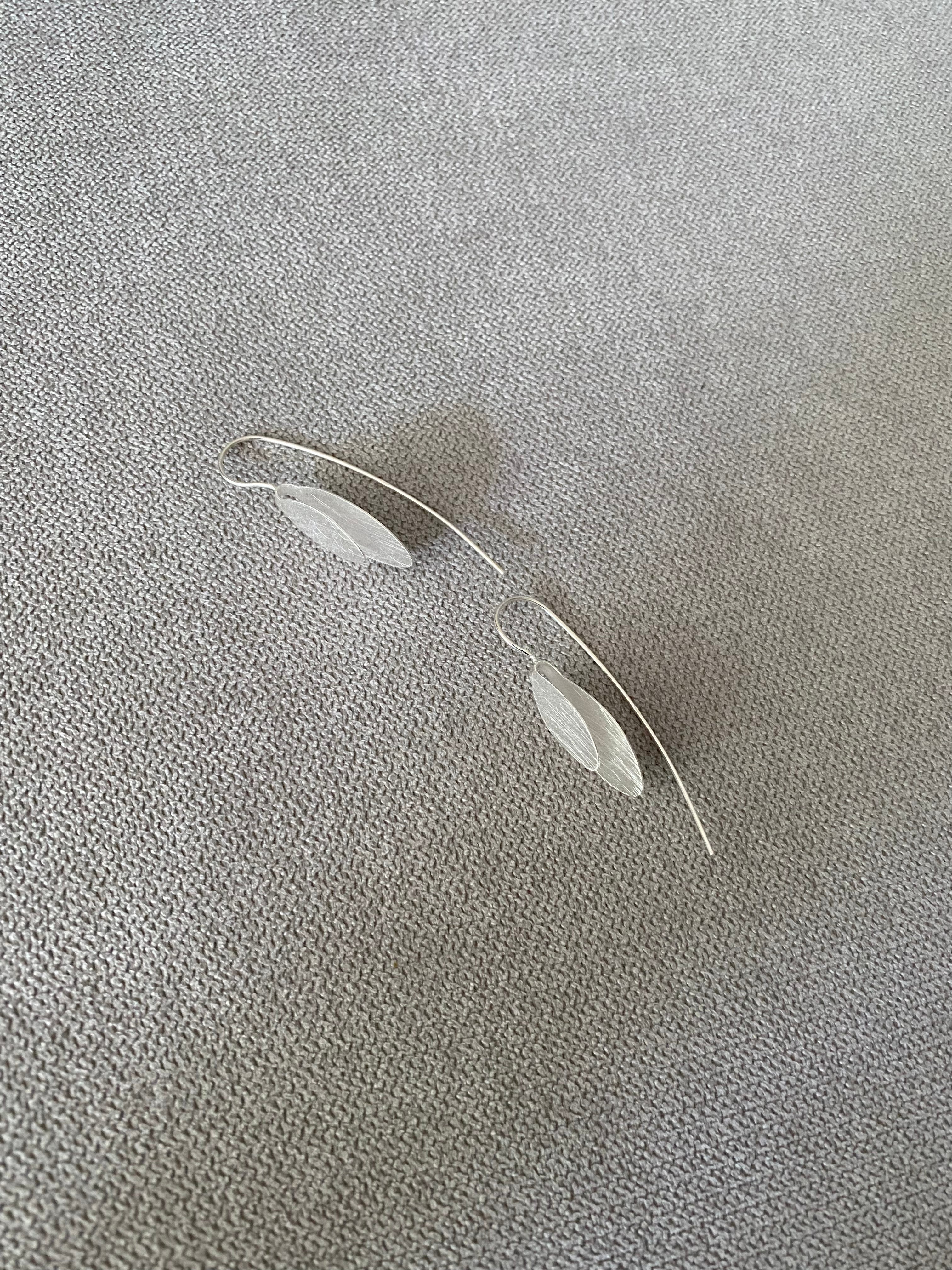 Silver Layered Leaf Earrings