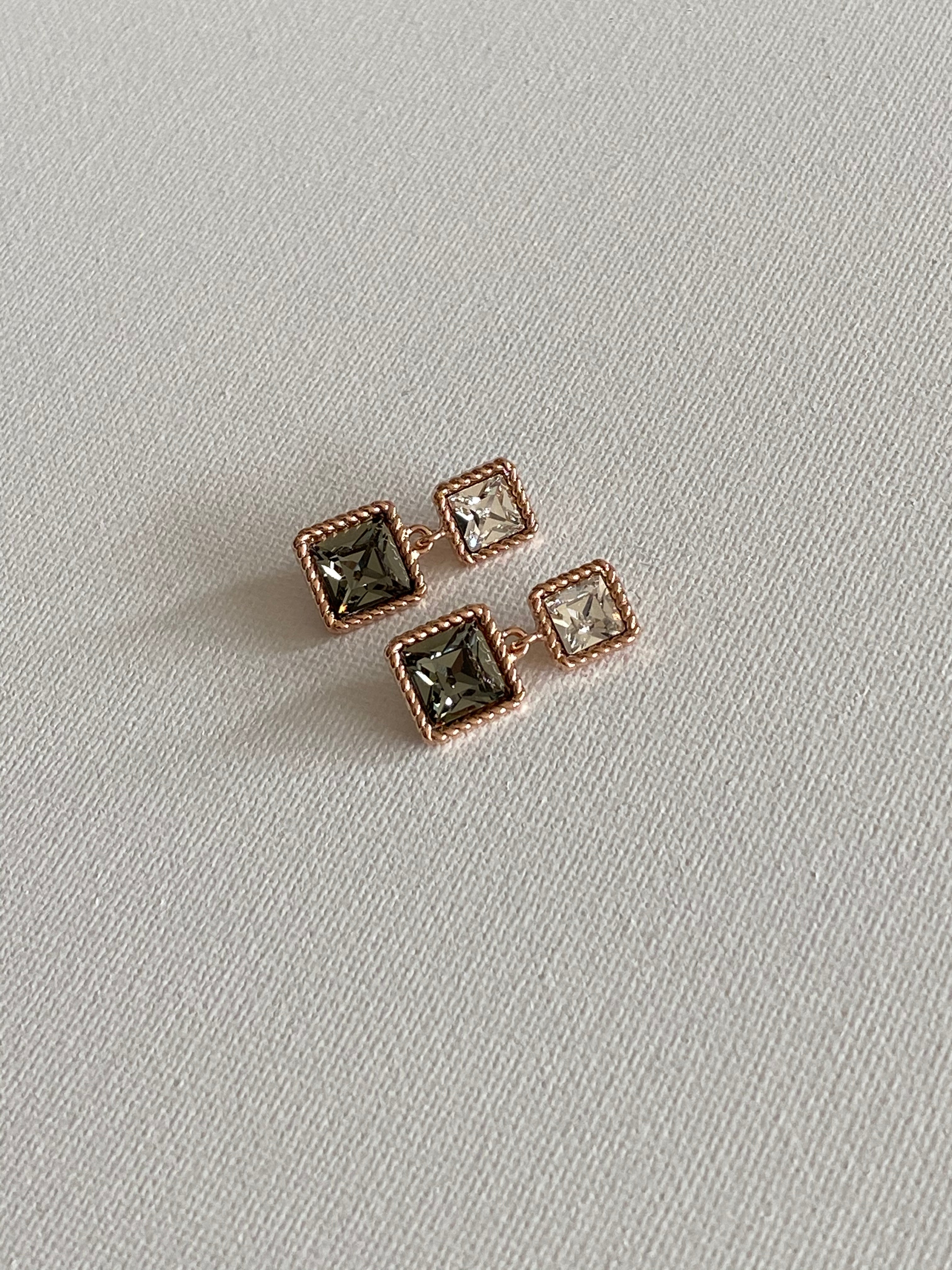 Swarovski Square Duo Drop Earrings