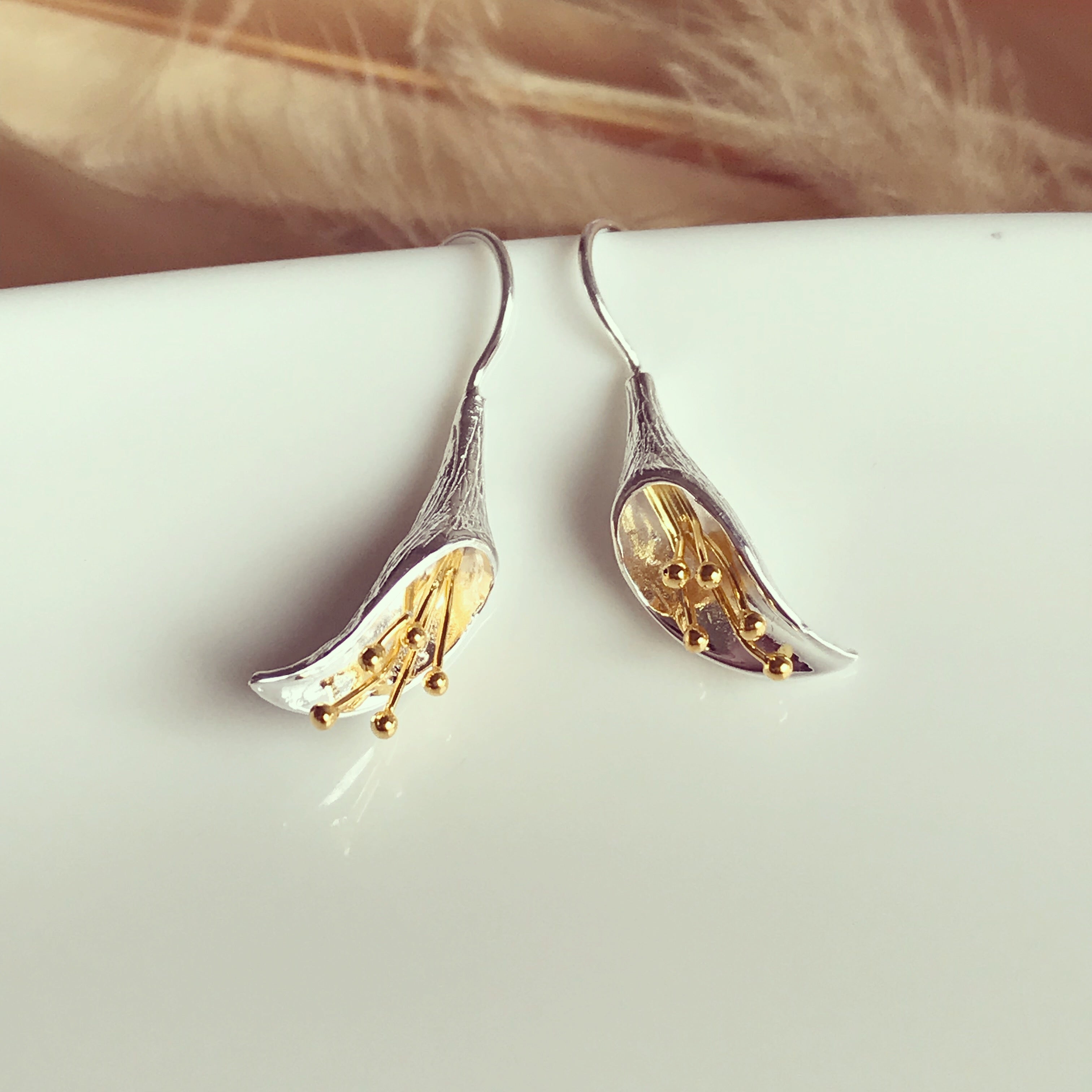 Matte Calla Lily Hook Earrings