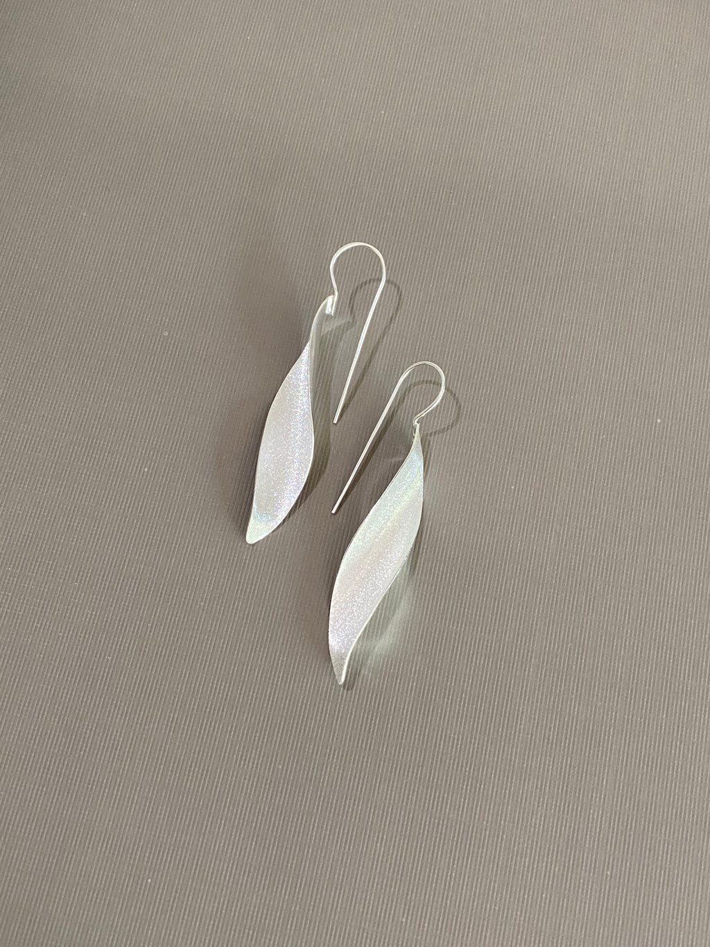 Silver Organic Fold Leaf Earrings
