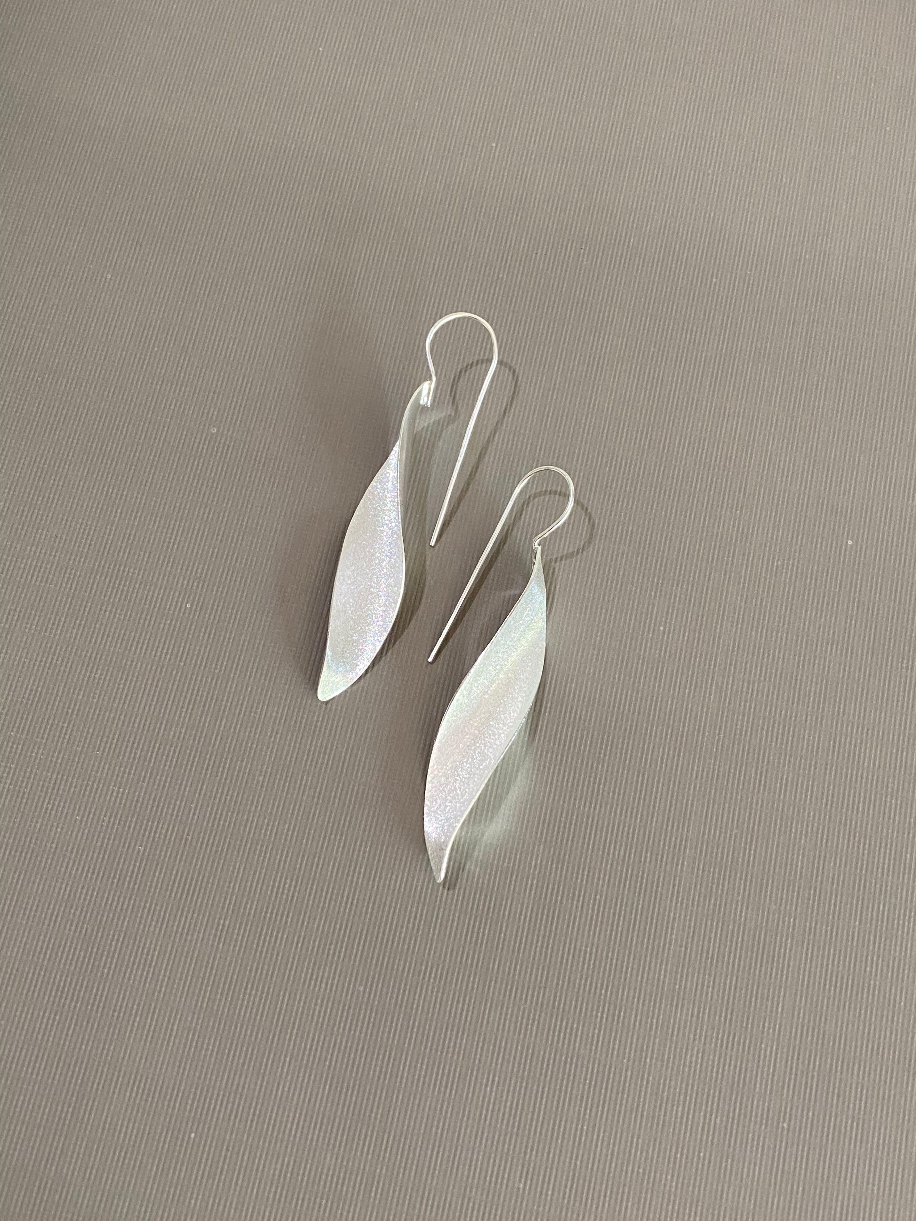 Silver Organic Fold Leaf Earrings
