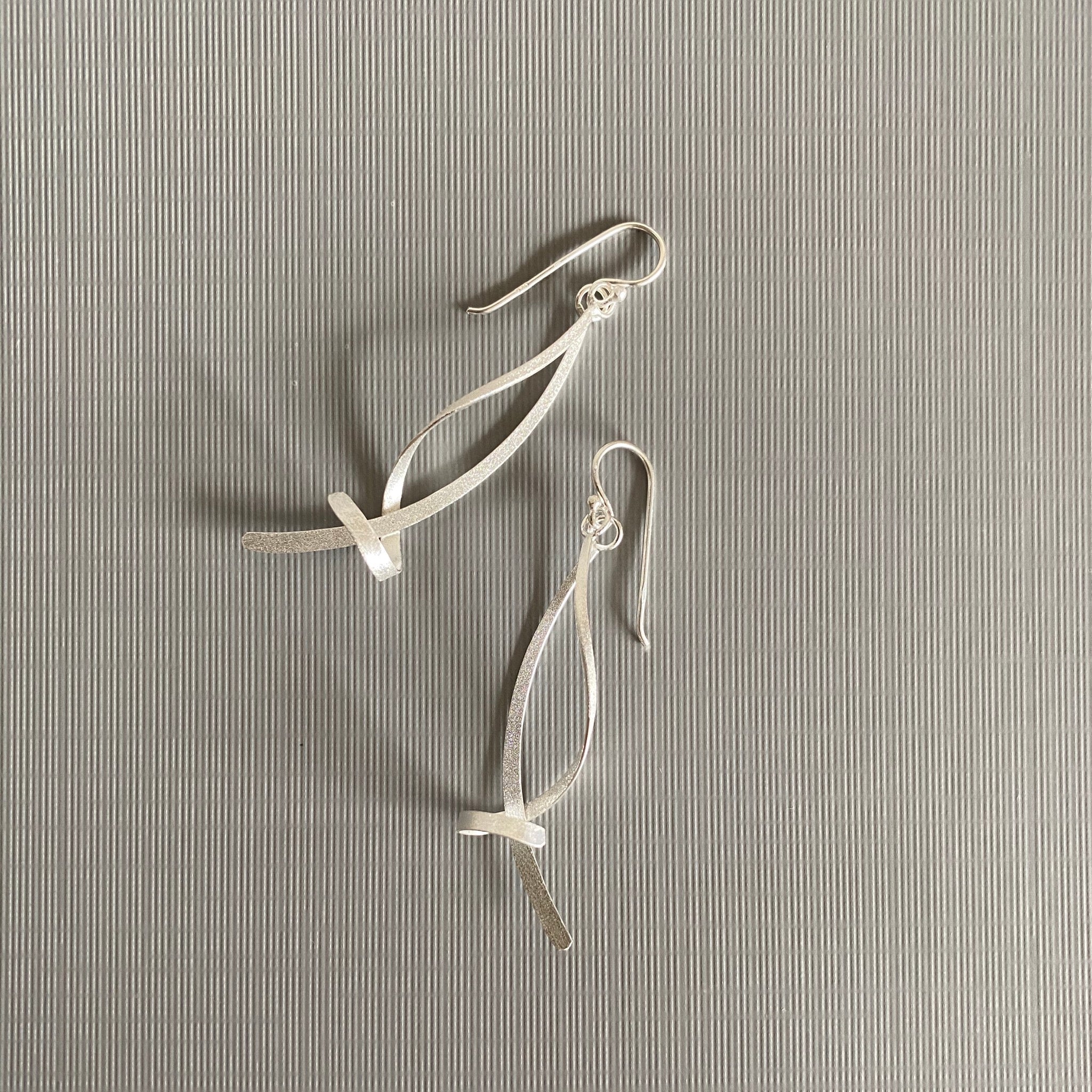 Silver Curve Drop Earrings