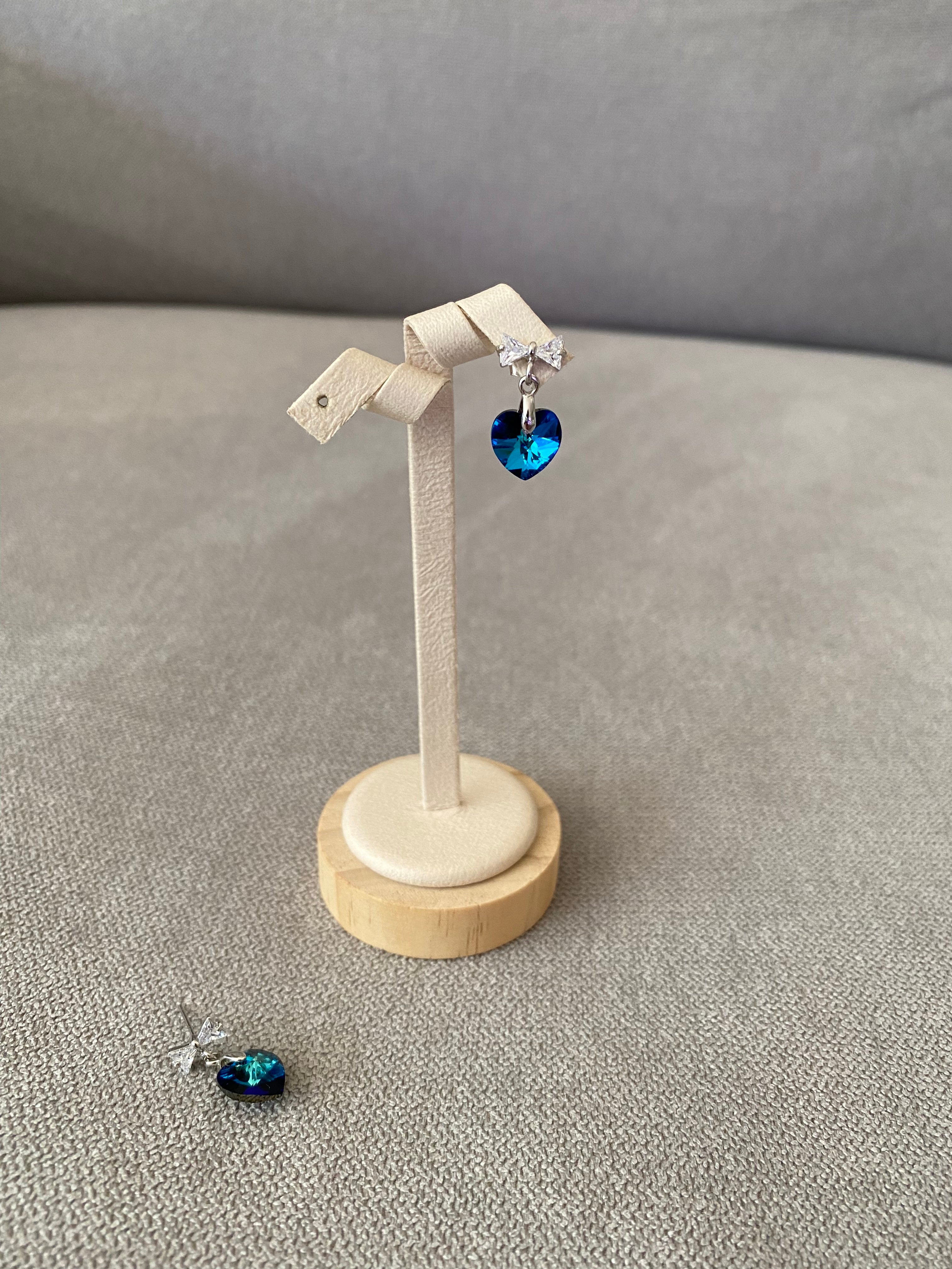 Swarovski Heart Drop Earrings with Bow Stud (3 colours)