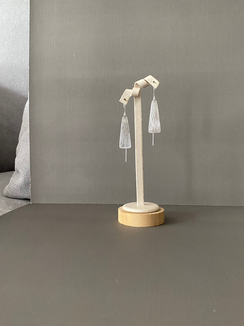 Silver Long Triangle Earrings