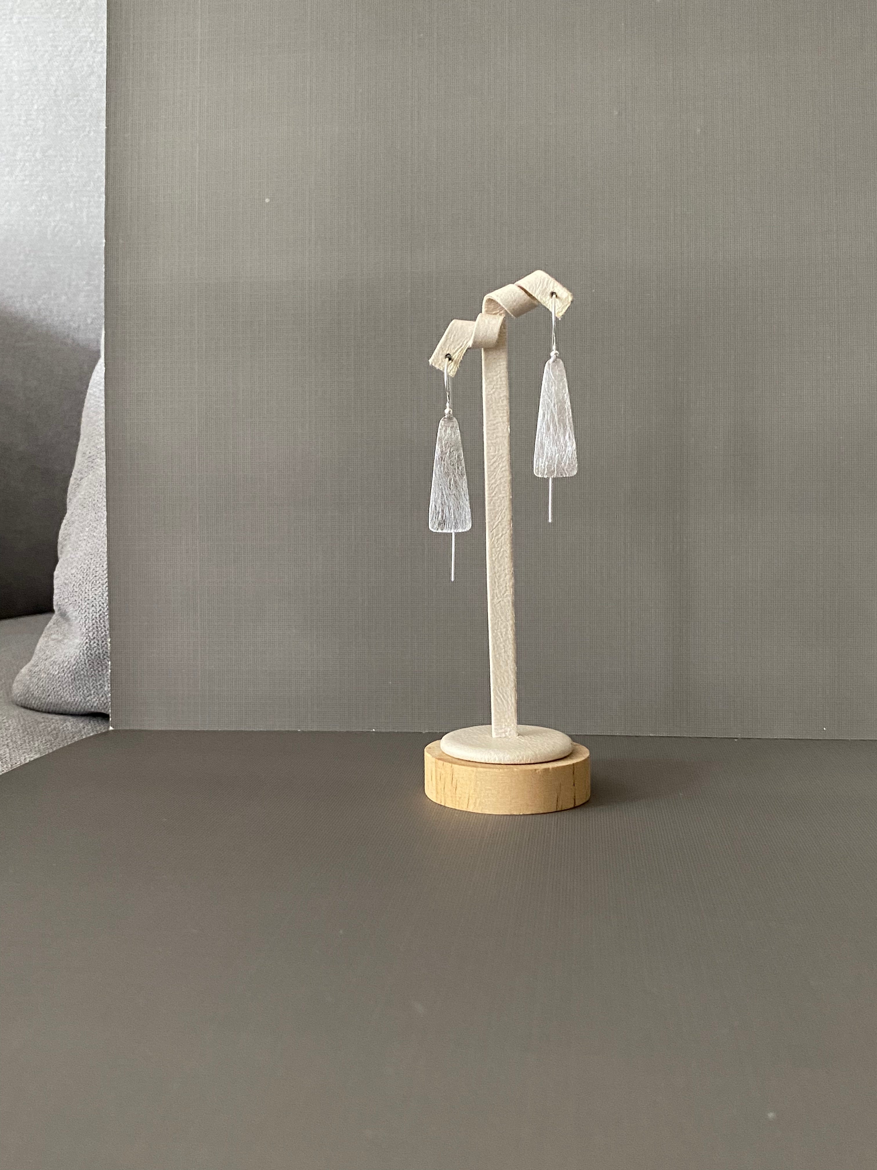 Silver Long Triangle Earrings