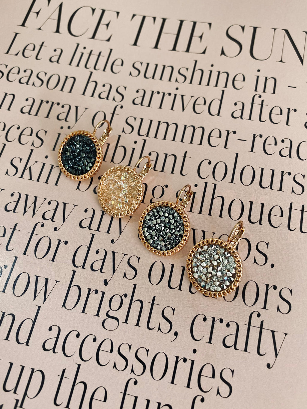 Swarovski Round Crushed Crystal Earrings (4 colours)