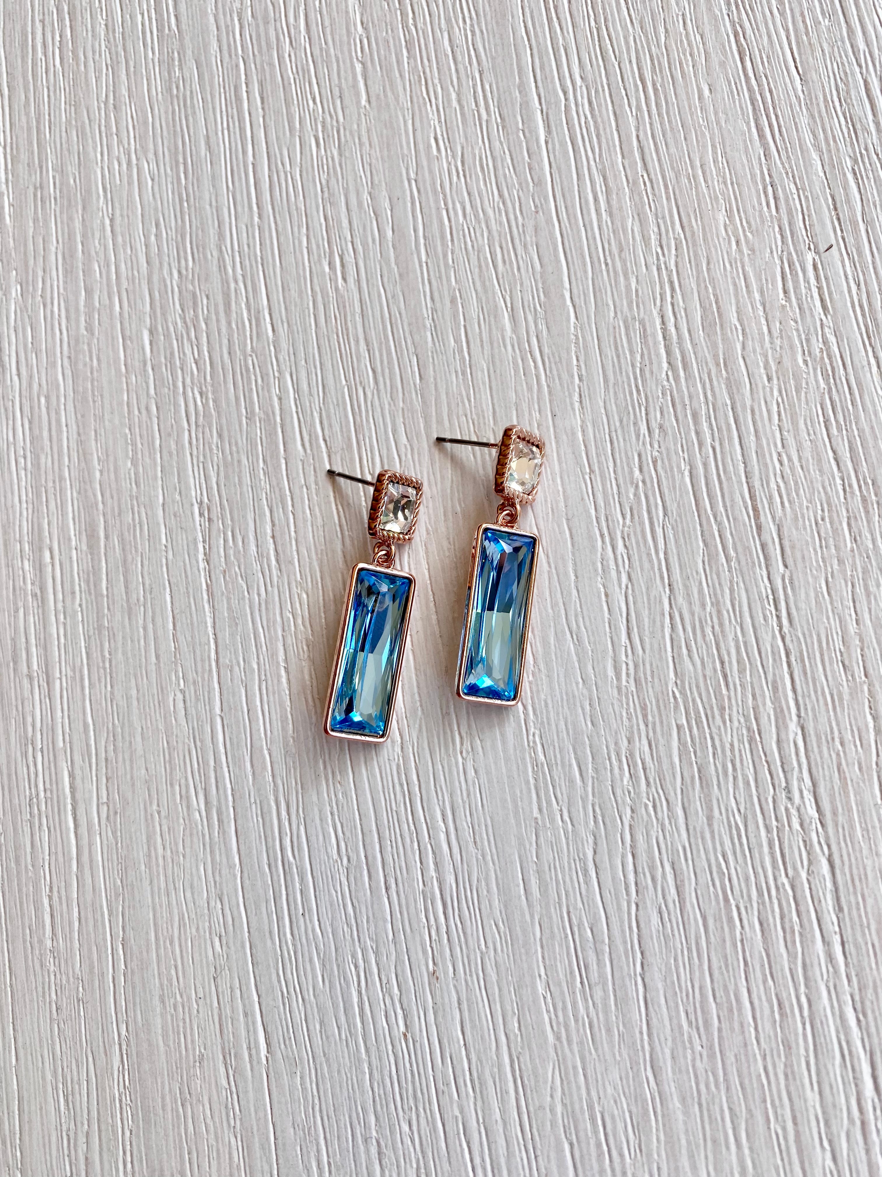Swarovski Rectangular Duo Drop Earrings