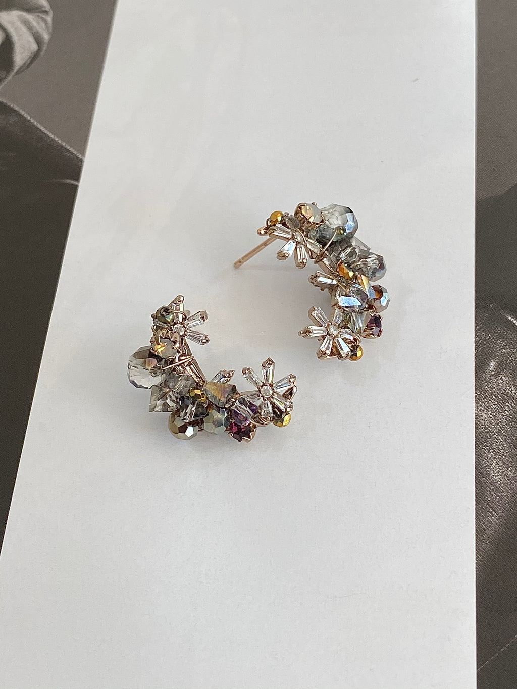 Floral Crescent Stud Earrings