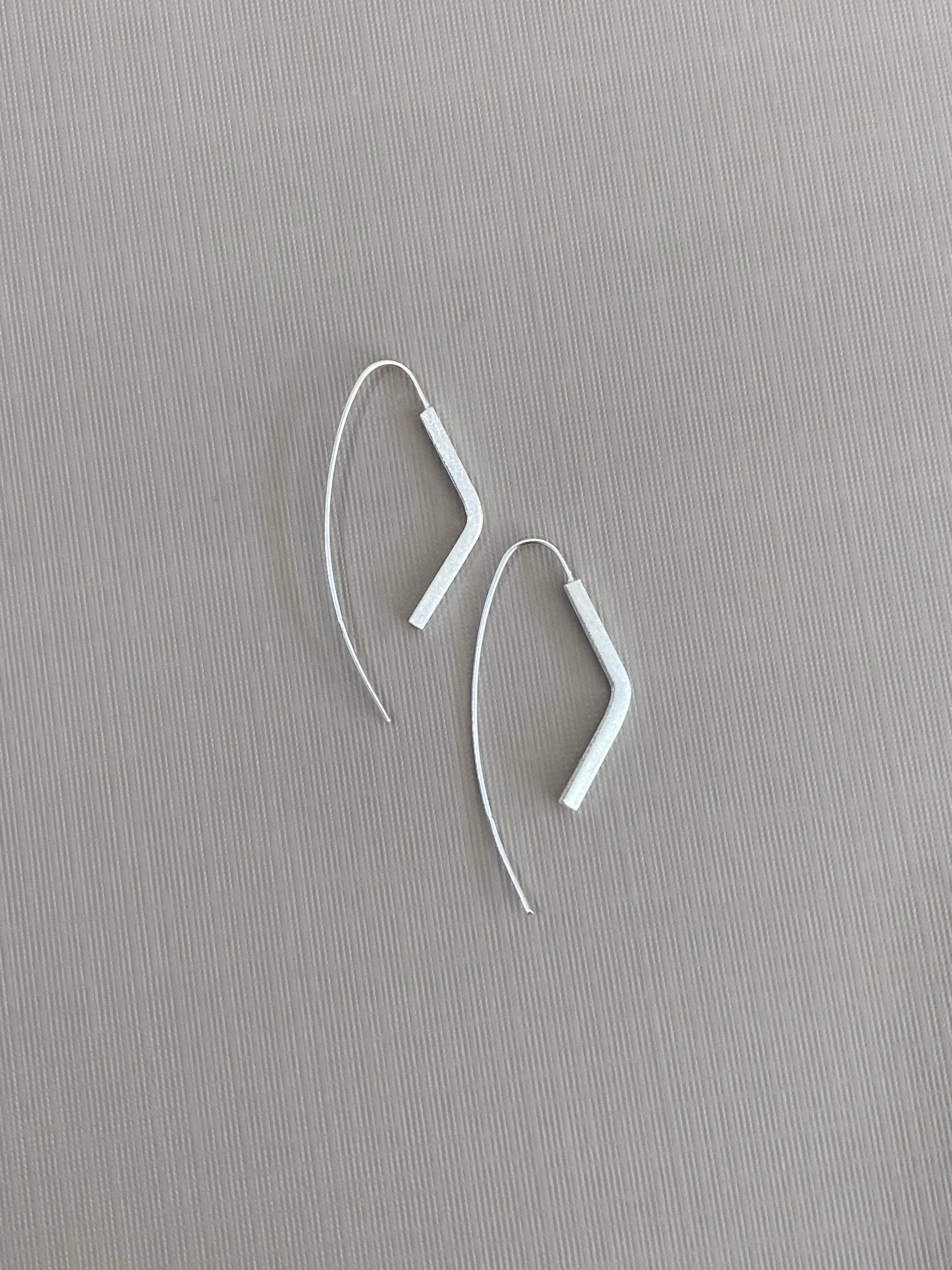 Silver Long Curve Earrings