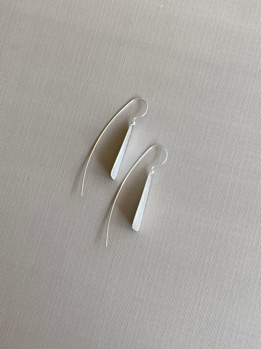 Silver Long Triangle Earrings