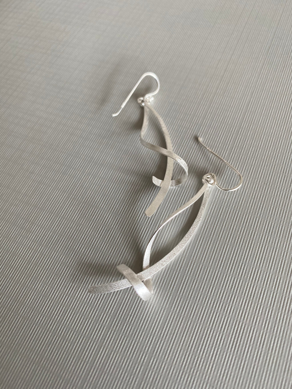Silver Curve Drop Earrings