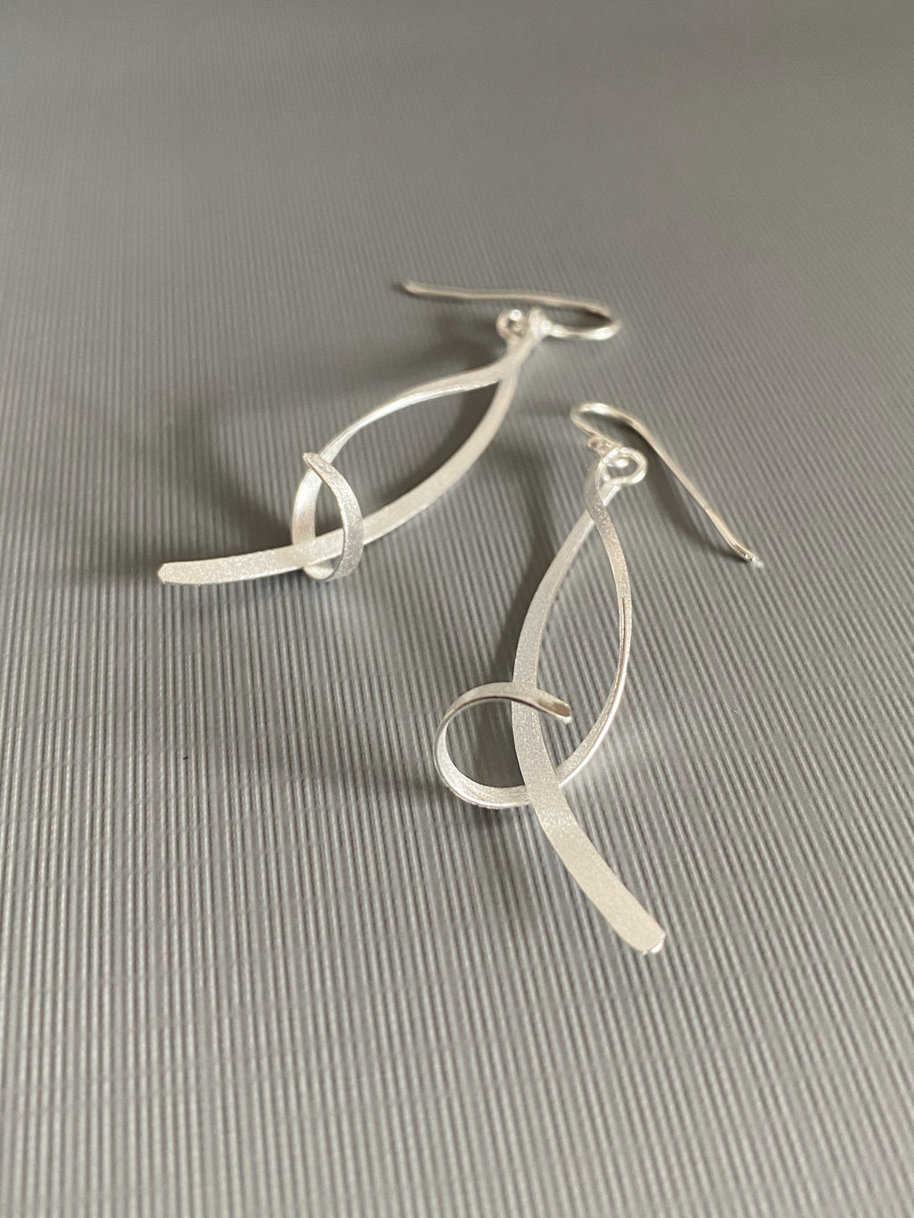 Silver Curve Drop Earrings