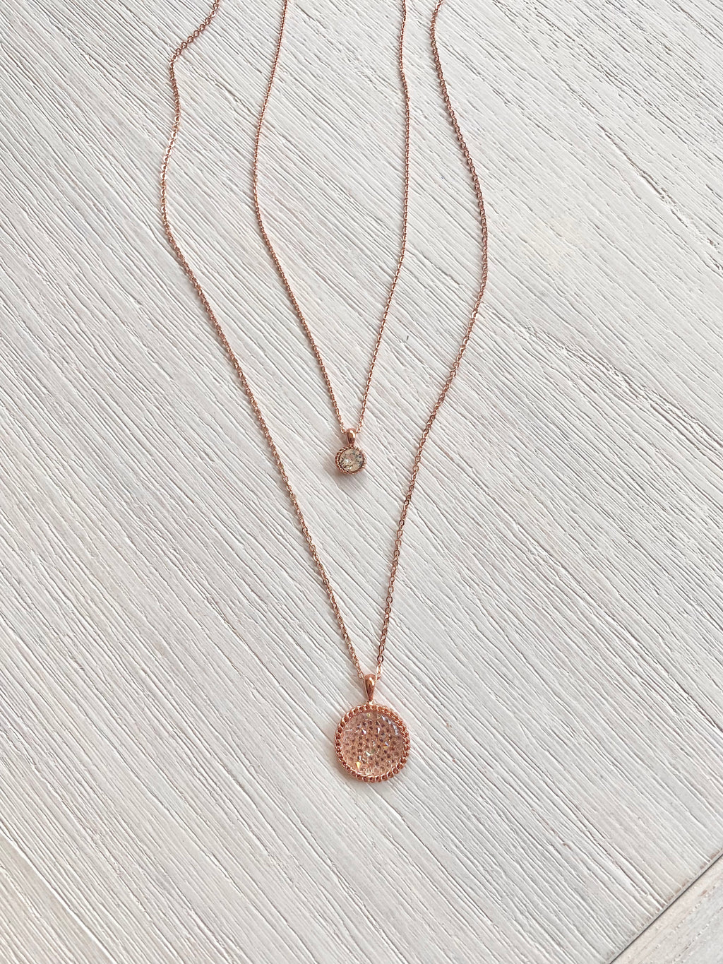 Swarovski Layered Round Pendant Necklace Set (3 colours)