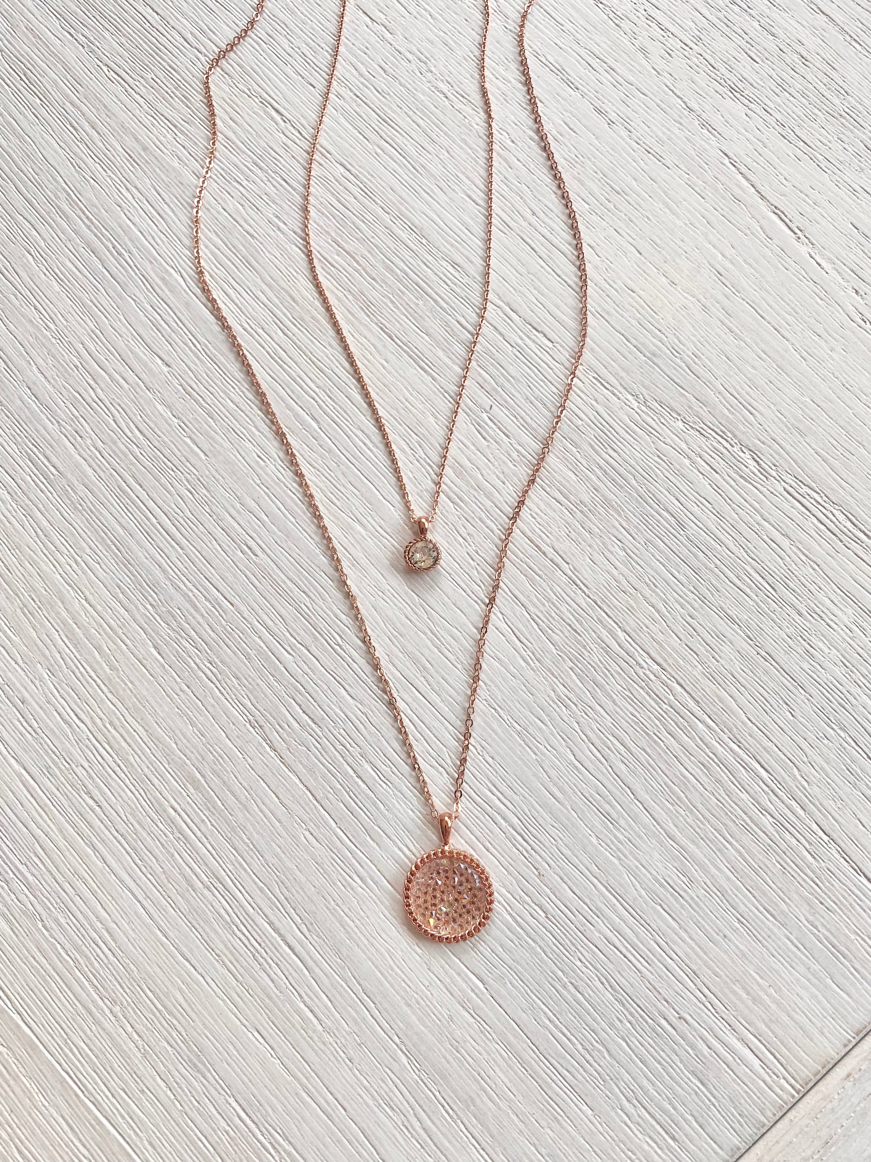 Swarovski Layered Round Pendant Necklace Set (3 colours)