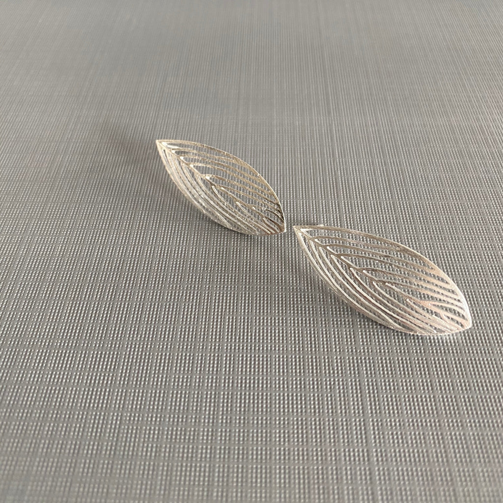 Silver Outline Leaf Earrings