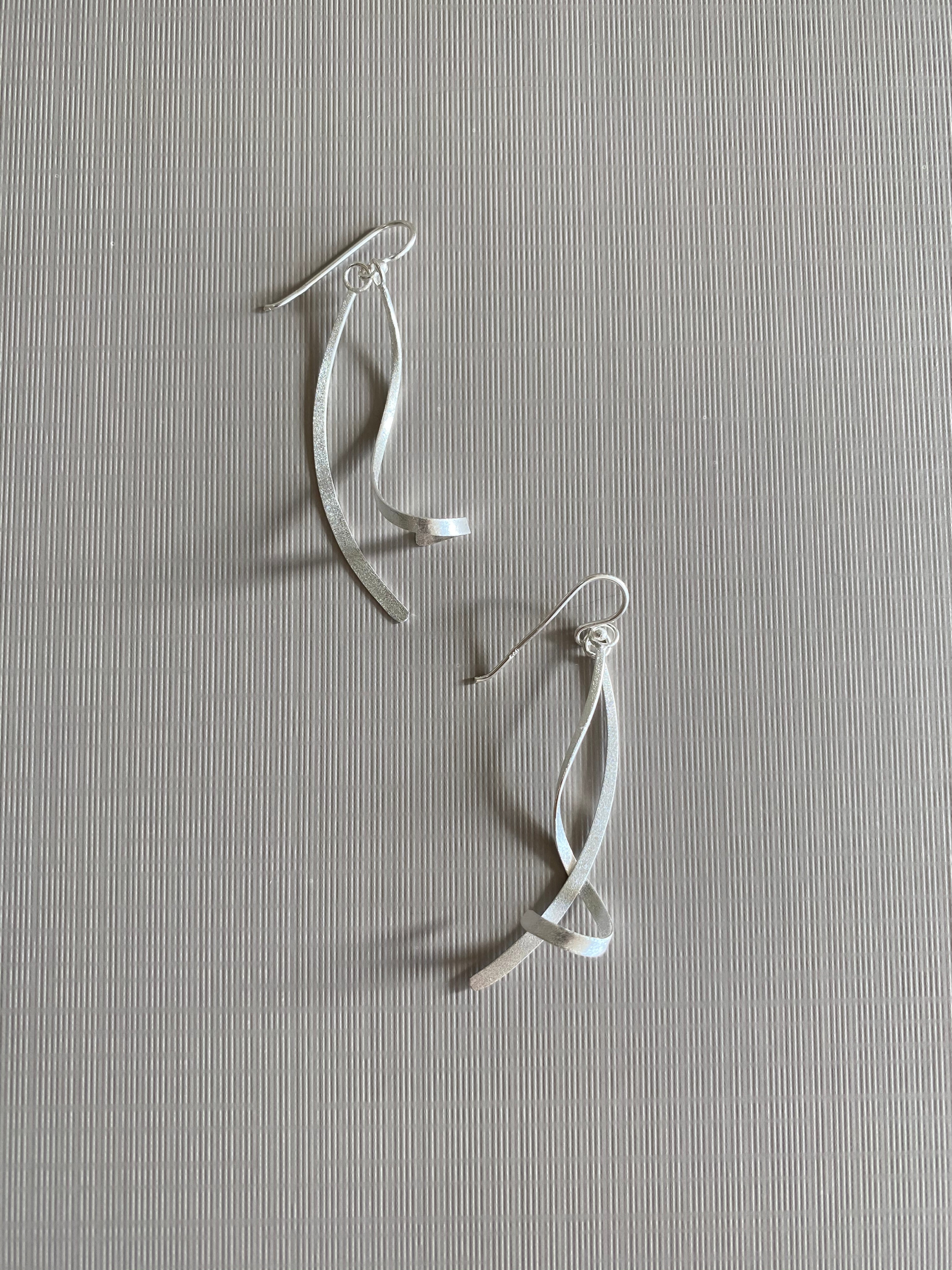Silver Curve Drop Earrings