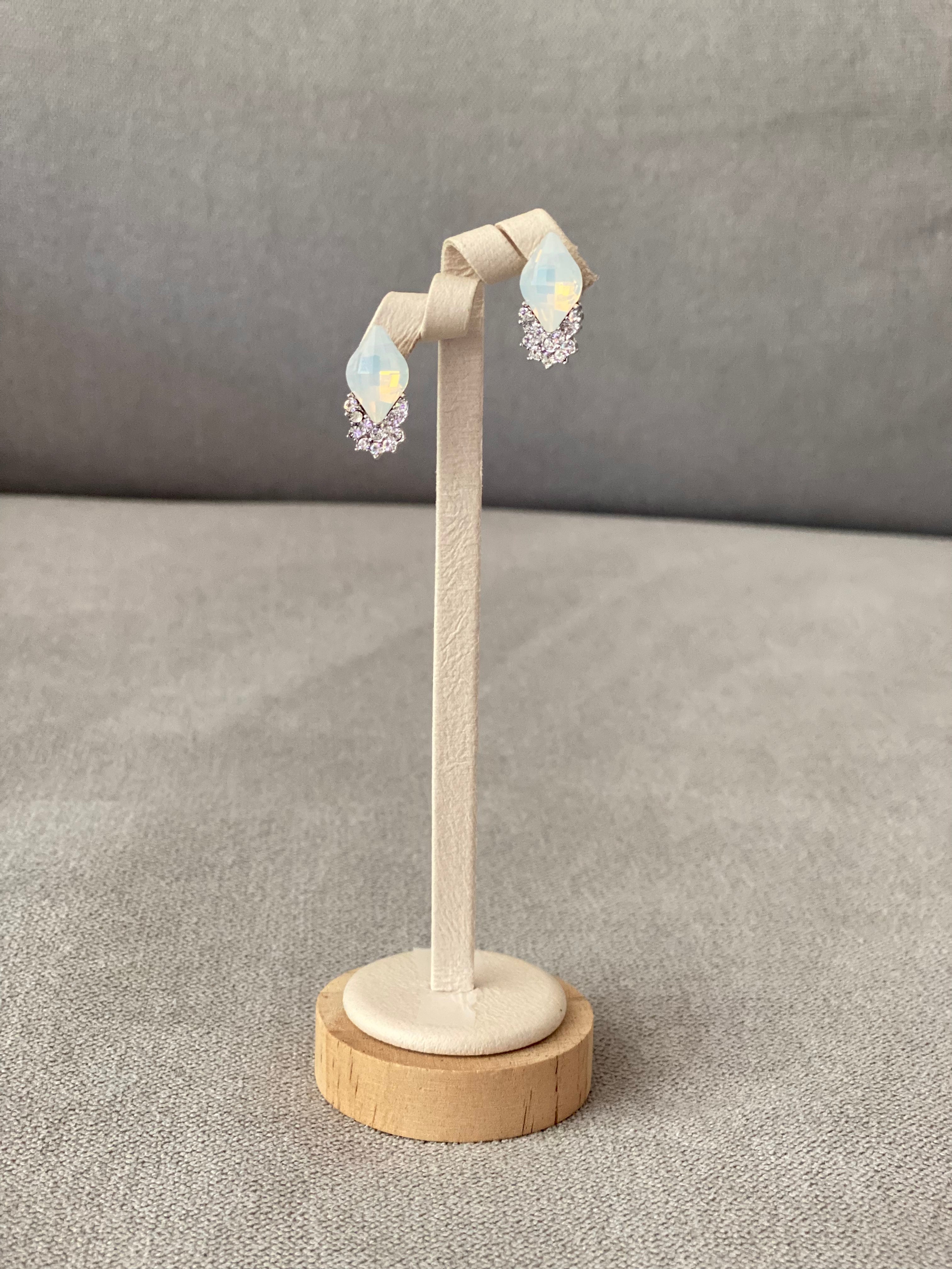 Swarovski White Opal Cluster Stud Earrings