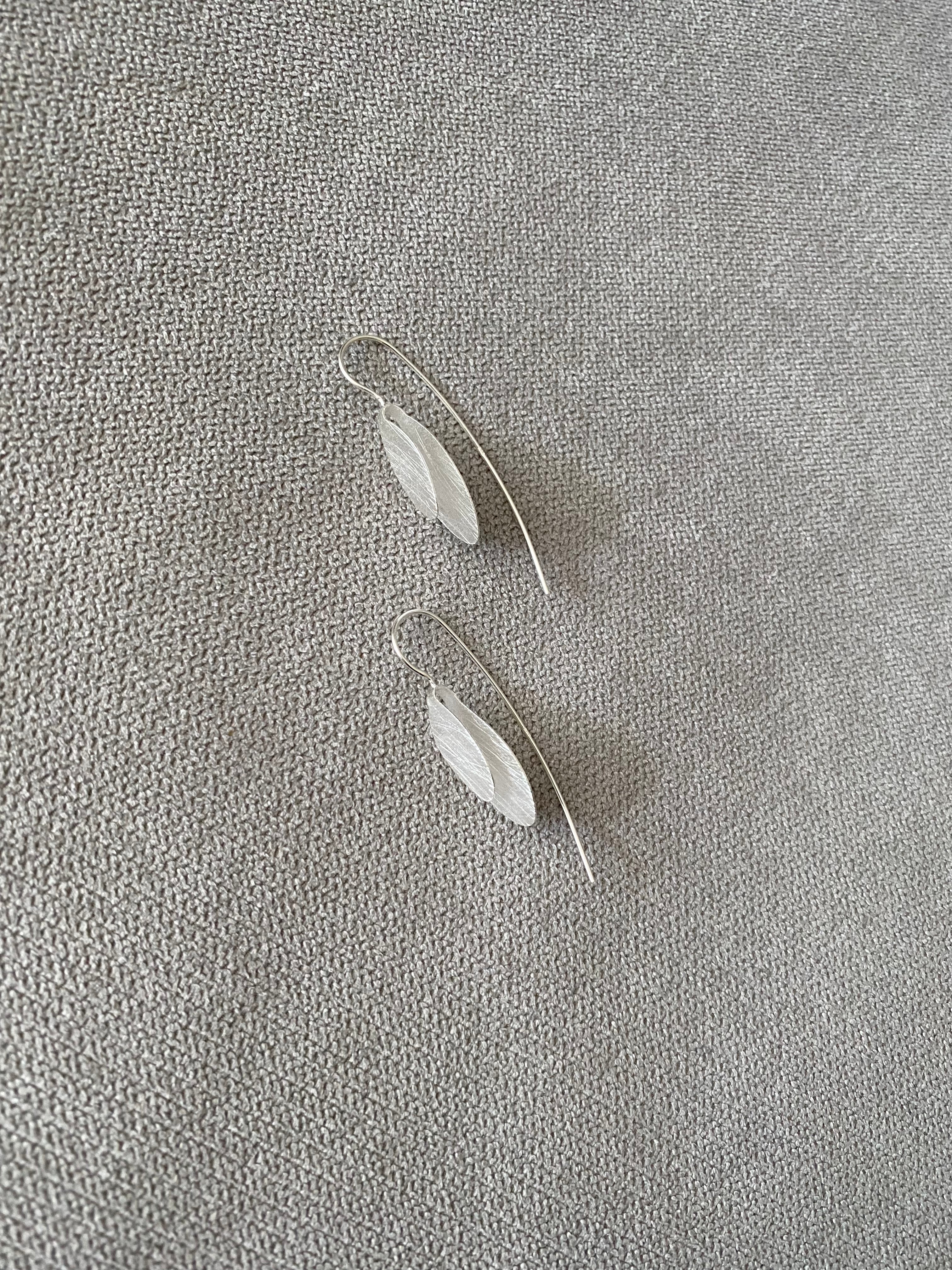 Silver Layered Leaf Earrings