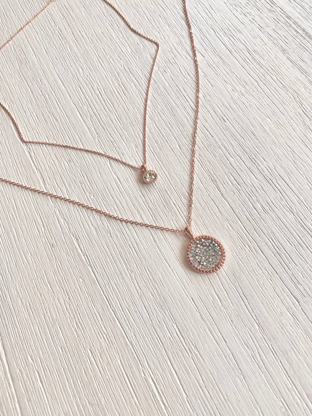 Swarovski Layered Round Pendant Necklace Set (3 colours)