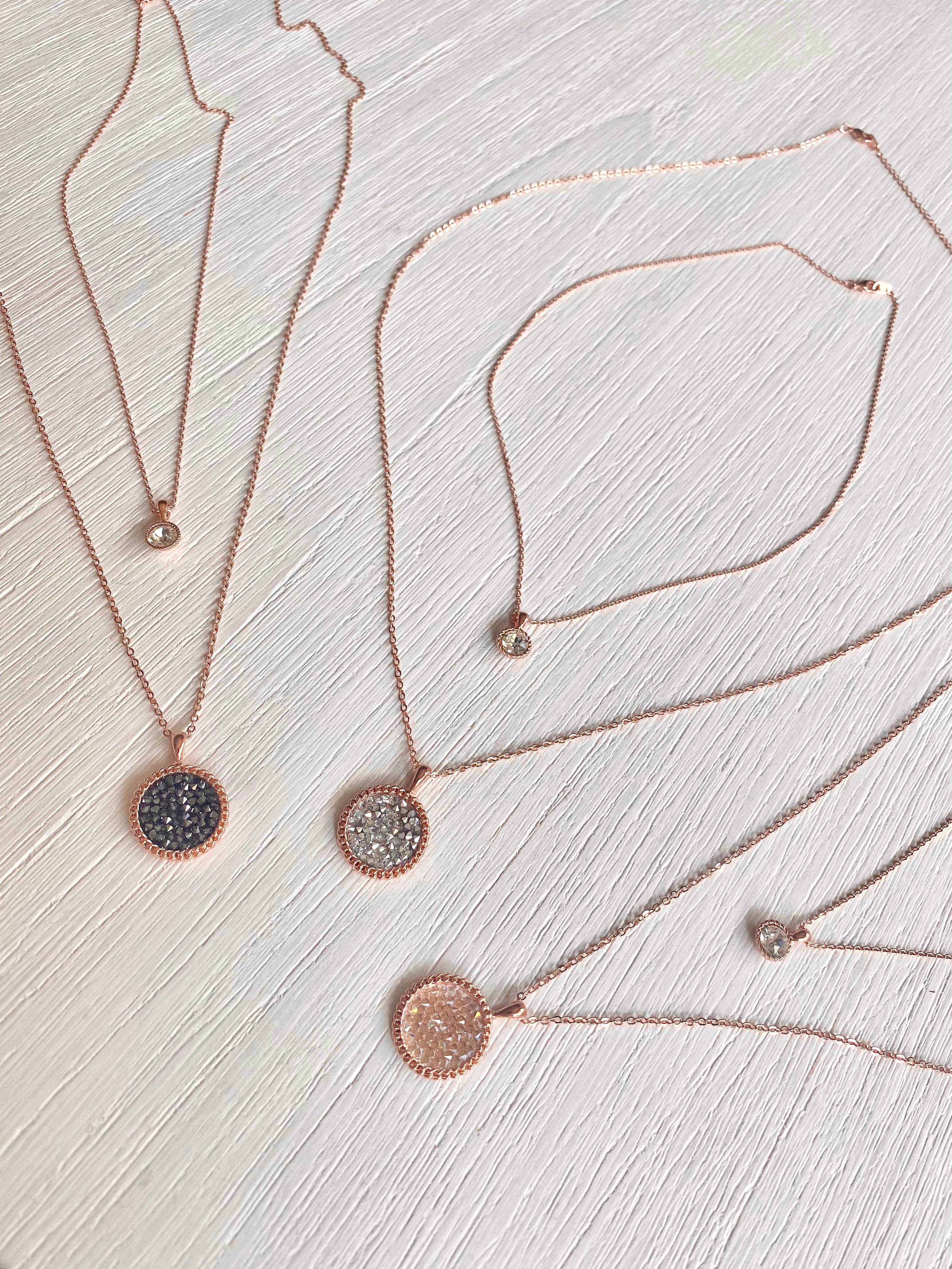 Swarovski Layered Round Pendant Necklace Set (3 colours)