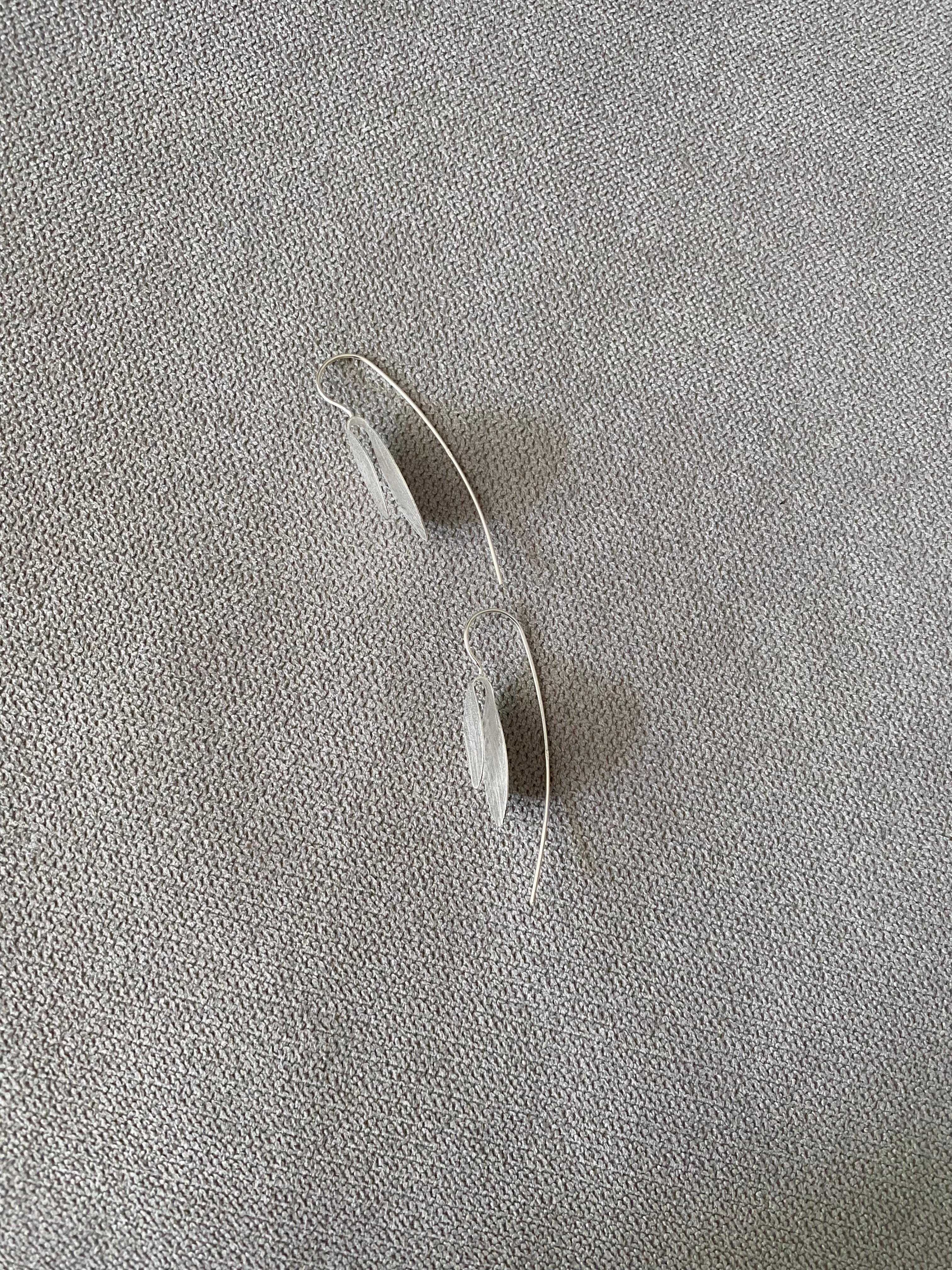 Silver Layered Leaf Earrings